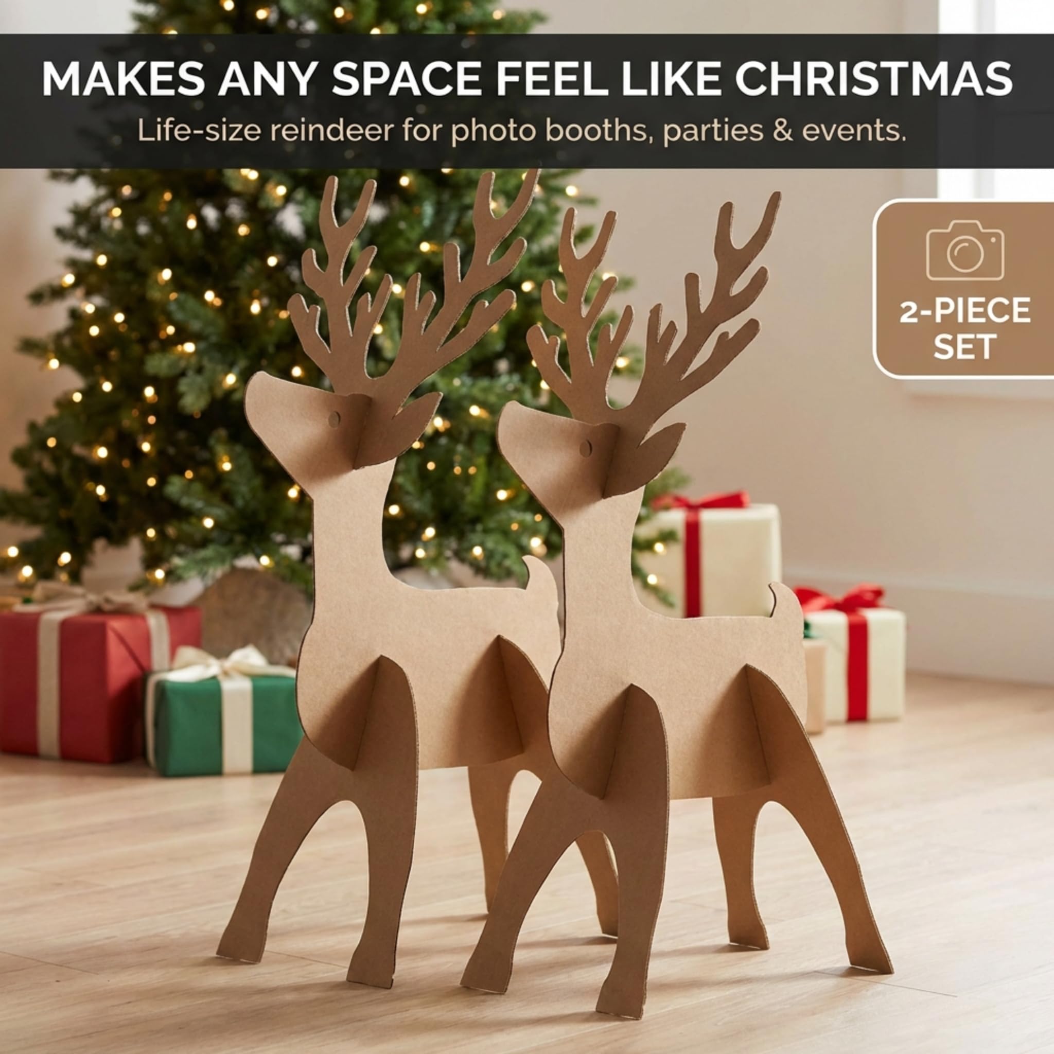 Anderson's Life Size Dasher and Dancer Reindeer Cardboard Cutout Standup Kit, 48 x 24 Inches, Christmas Parade Float Decorations, Classroom Event Center Santa Photo Op Party Decorations - Image 6