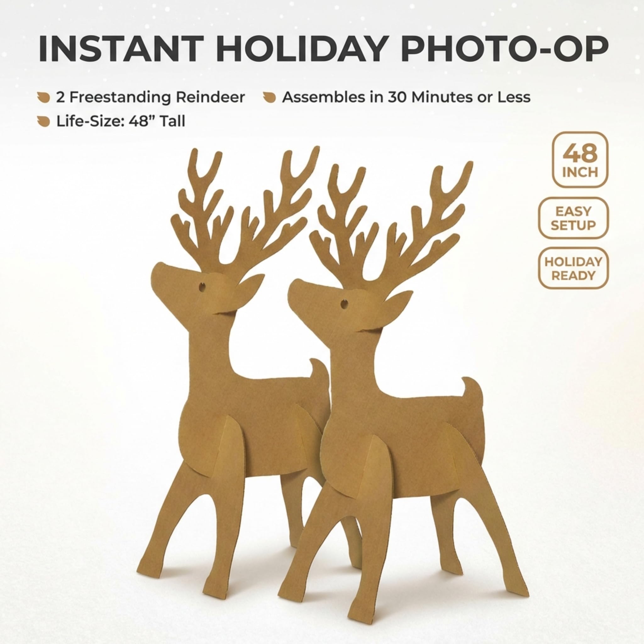 Anderson's Life Size Dasher and Dancer Reindeer Cardboard Cutout Standup Kit, 48 x 24 Inches, Christmas Parade Float Decorations, Classroom Event Center Santa Photo Op Party Decorations - Image 9