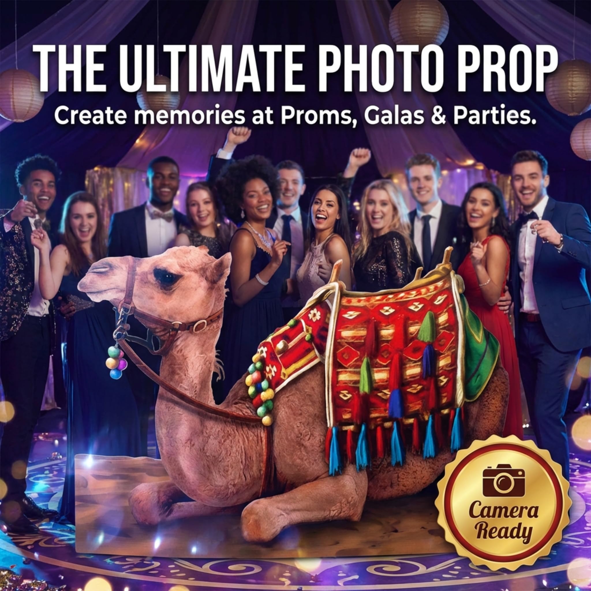 Anderson's Life-Size Sitting Camel Stand-Up, Christmas Nativity Prop, Holiday Photo Booth, Arabian Nights, Aladdin Theme, School Play, Winter Festival, Church & Event Decor - Image 4