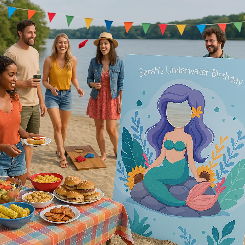 Anderson’s Lifesize Custom Mermaid Stand-in Prop, Full-Color Cardboard Photo Booth Decoration for Under The Sea, Tropical, and Pirate-Themed Events - Image 7