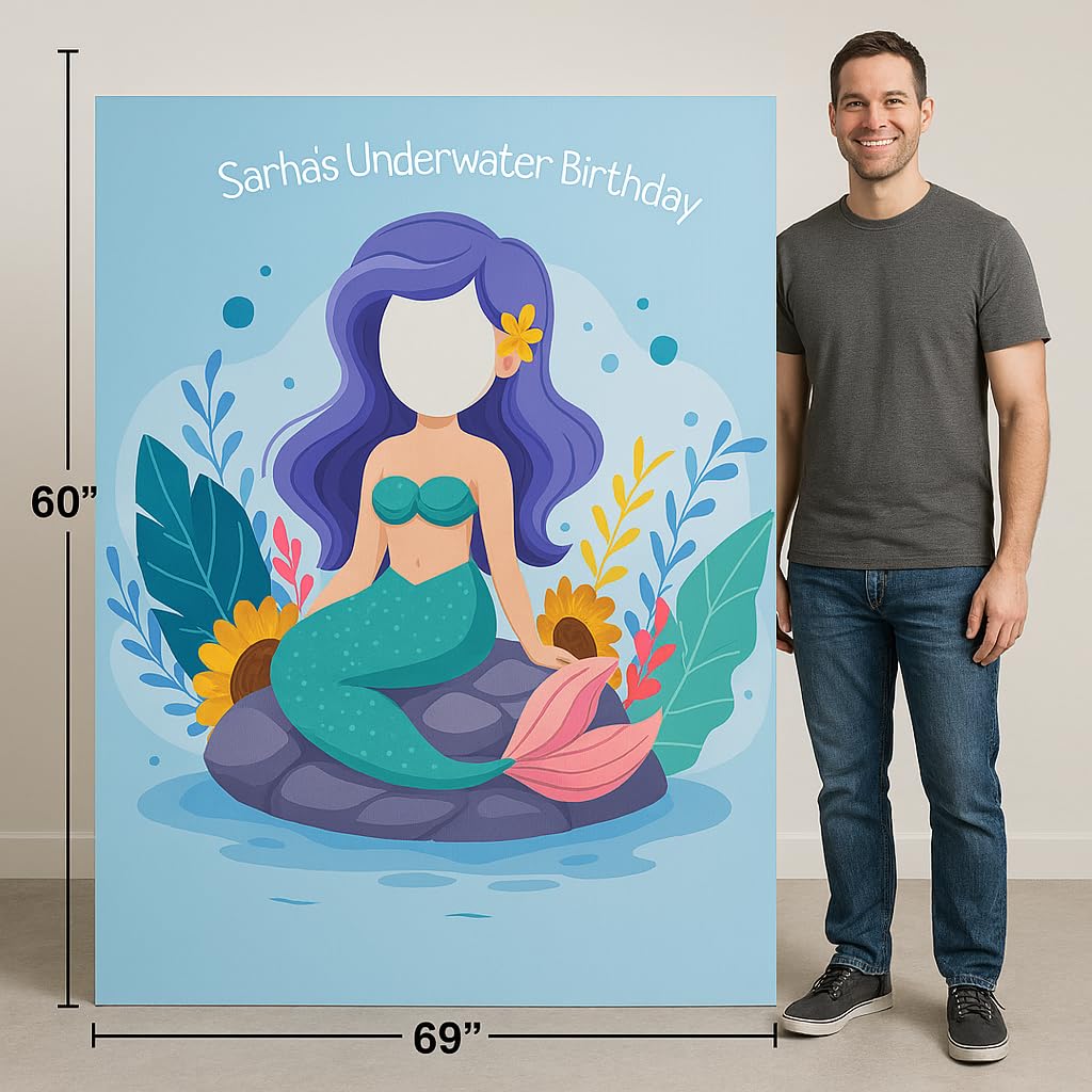 Anderson’s Lifesize Custom Mermaid Stand-in Prop, Full-Color Cardboard Photo Booth Decoration for Under The Sea, Tropical, and Pirate-Themed Events - Image 8