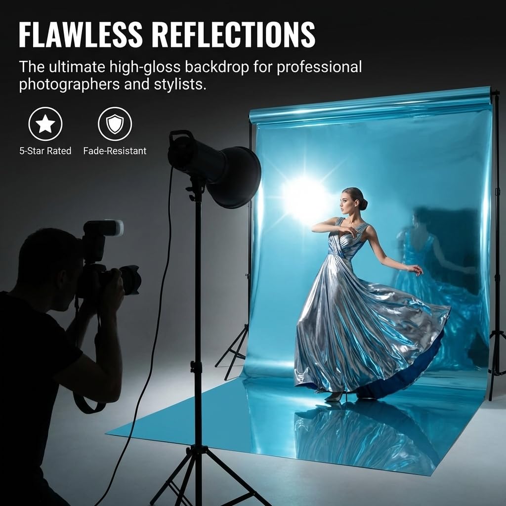 Anderson's Light Blue Shiny Metallic PVC Roll: 47" x 100' Flame-Resistant Event Decor for Weddings, Parties, Photo Booths, Gift Wrap, Table Covers, Backdrops, Crafts & Holiday Decorations - Image 7
