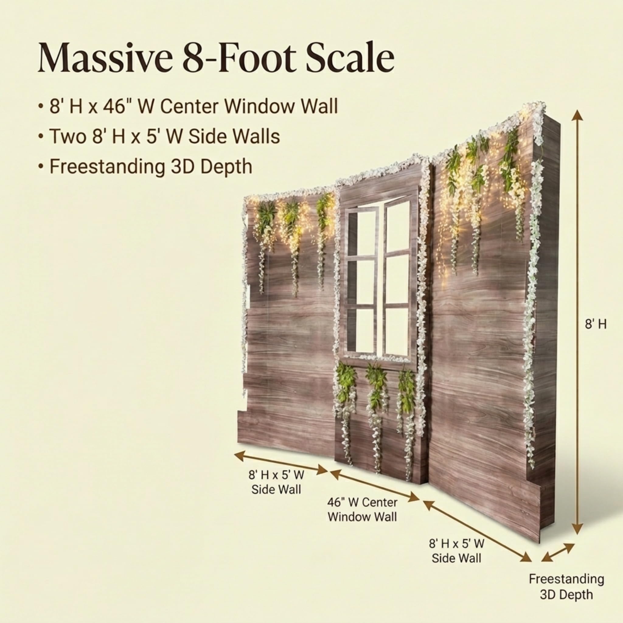Anderson's Lighted Window Wall with Floral Accents Kit, Garden Wedding Decoration, Photo Backdrop - Image 3