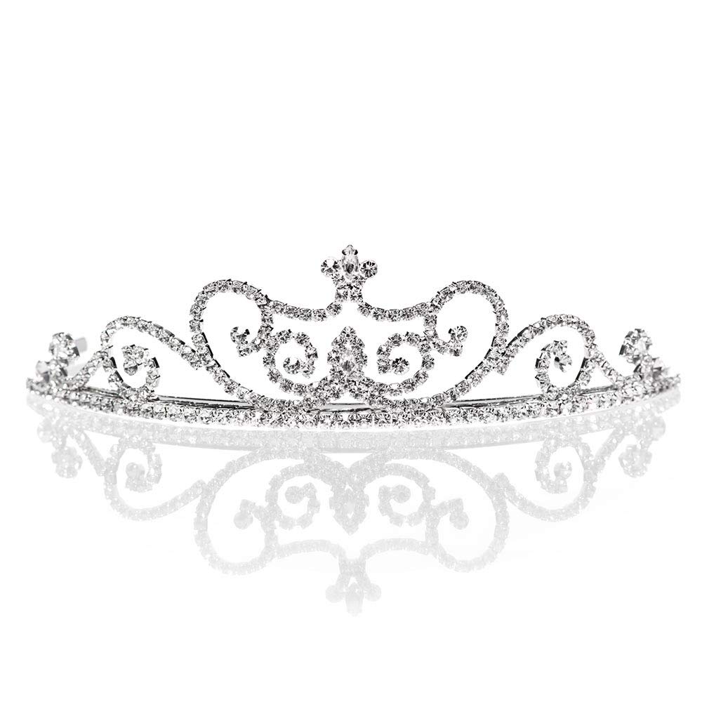 Anderson's Lulu Rhinestone Tiara, Elegant 1 1/2-Inch Clear Crystal Crown for Women, Adjustable Silver Band with Comfort Combs, Perfect for Weddings, Proms, Pageants, Quinceañeras, and Special Occasions