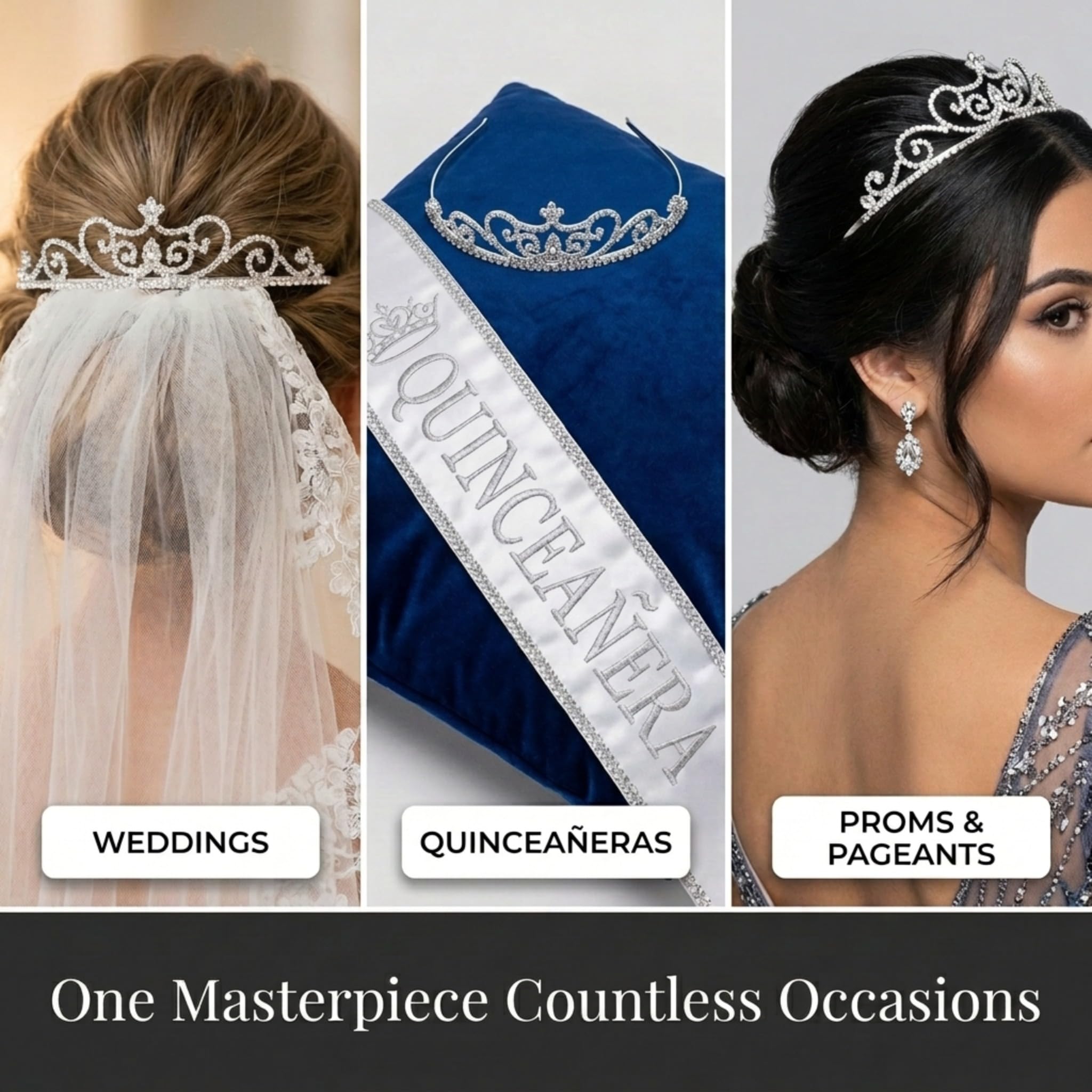 Anderson's Lulu Rhinestone Tiara, Elegant 1 1/2-Inch Clear Crystal Crown for Women, Adjustable Silver Band with Comfort Combs, Perfect for Weddings, Proms, Pageants, Quinceañeras, and Special Occasions - Image 3