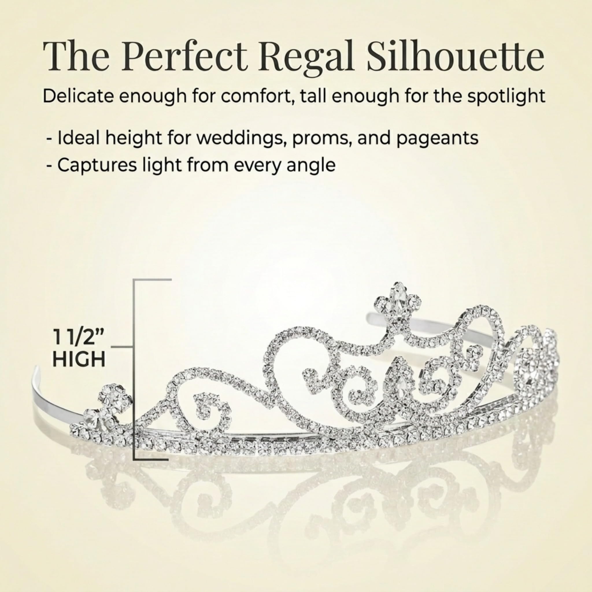 Anderson's Lulu Rhinestone Tiara, Elegant 1 1/2-Inch Clear Crystal Crown for Women, Adjustable Silver Band with Comfort Combs, Perfect for Weddings, Proms, Pageants, Quinceañeras, and Special Occasions - Image 4