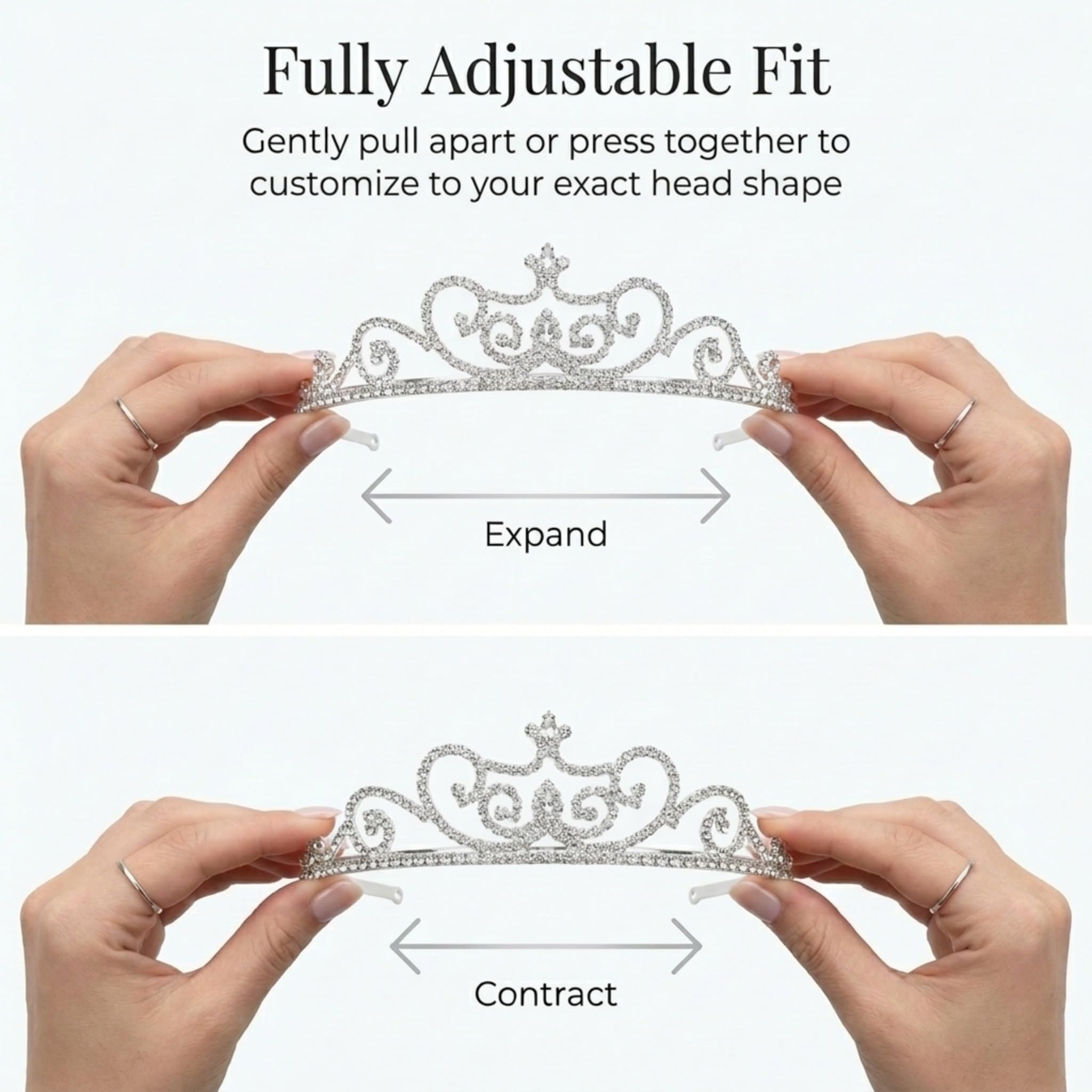 Anderson's Lulu Rhinestone Tiara, Elegant 1 1/2-Inch Clear Crystal Crown for Women, Adjustable Silver Band with Comfort Combs, Perfect for Weddings, Proms, Pageants, Quinceañeras, and Special Occasions - Image 6