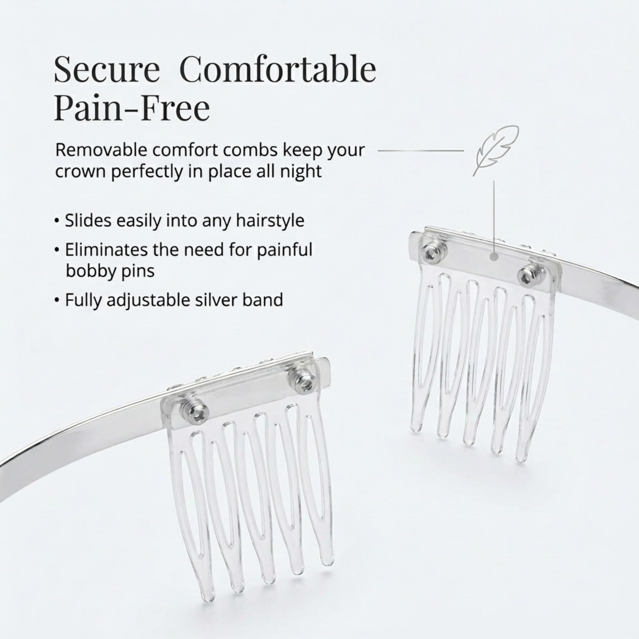 Anderson's Lulu Rhinestone Tiara, Elegant 1 1/2-Inch Clear Crystal Crown for Women, Adjustable Silver Band with Comfort Combs, Perfect for Weddings, Proms, Pageants, Quinceañeras, and Special Occasions - Image 7