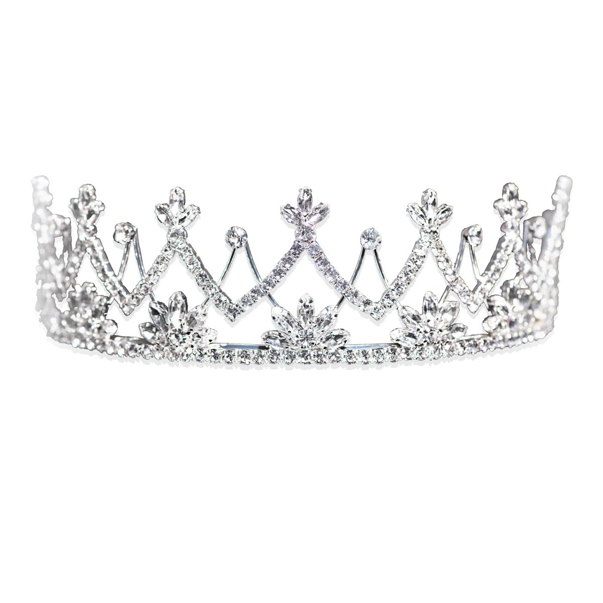 Anderson's Luxury Rhinestone Tiara, Elegant Silver Crown with Sparkling Clear Rhinestones for Weddings, Proms, Homecoming, Pageants & Special Events, Adjustable Fit with Comfort Combs