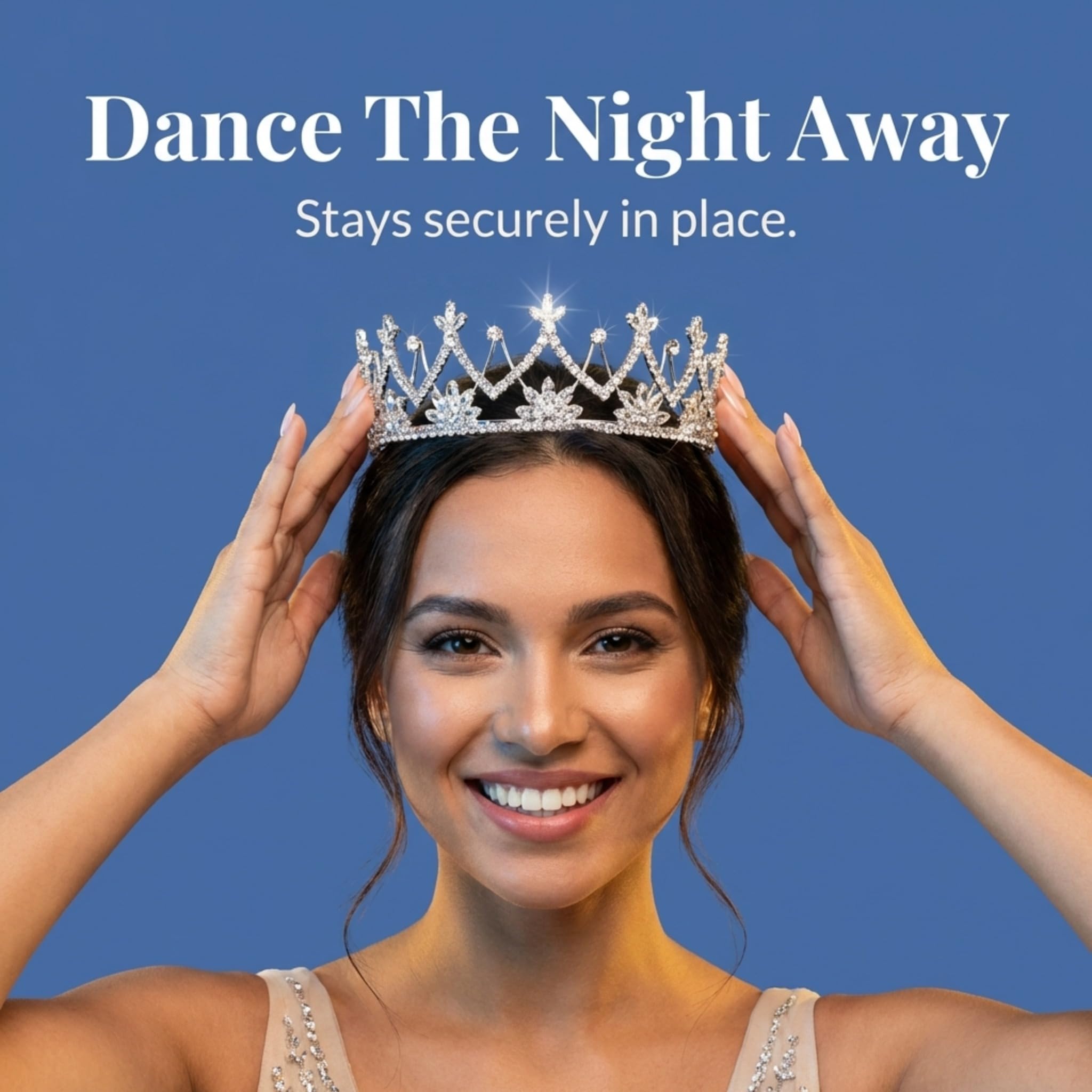Anderson's Luxury Rhinestone Tiara, Elegant Silver Crown with Sparkling Clear Rhinestones for Weddings, Proms, Homecoming, Pageants & Special Events, Adjustable Fit with Comfort Combs - Image 2