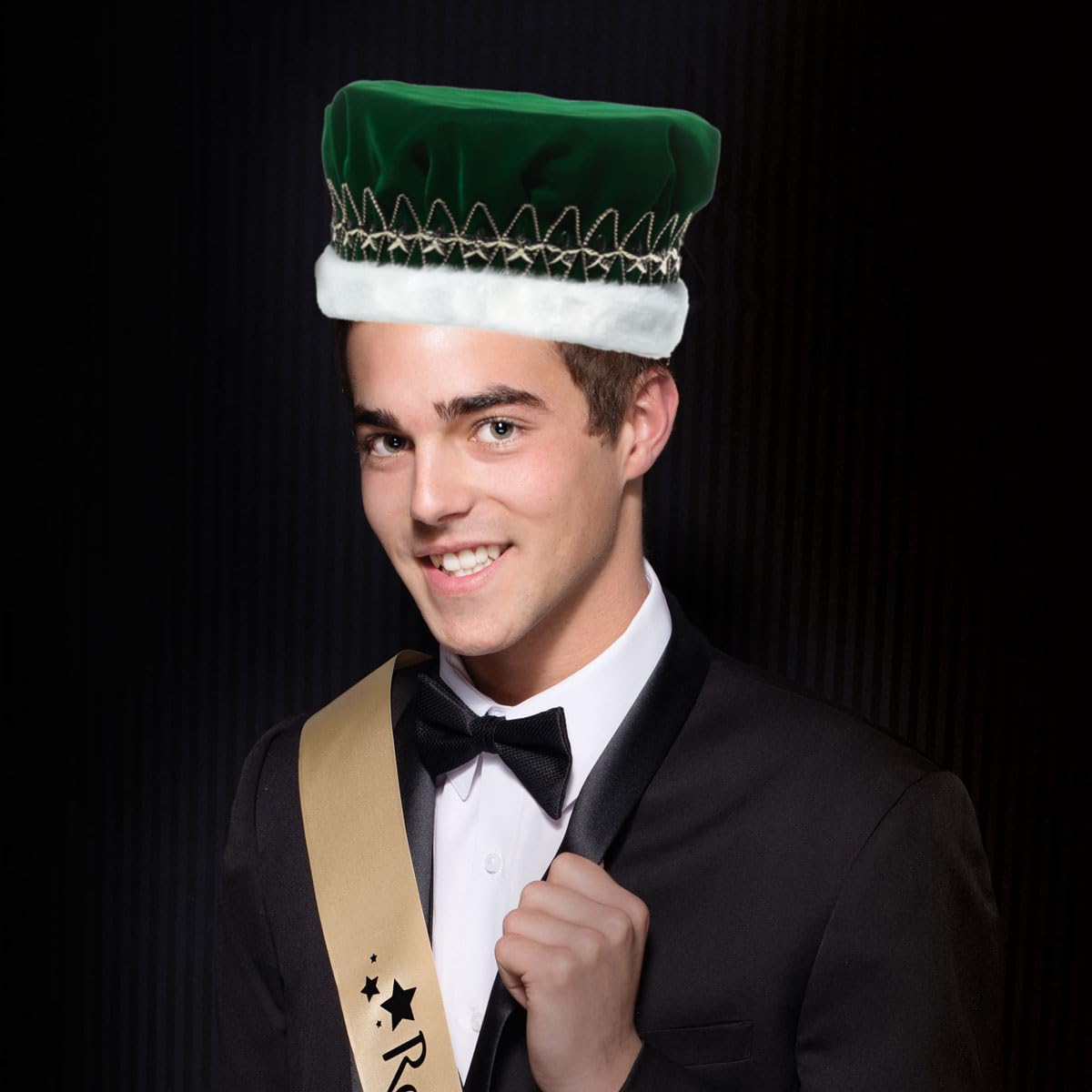 Anderson's Majestic Velvet King Crown with Star Band, Silver/Gold Trim, Faux Fur, for Prom, Homecoming, Pageant, Mardi Gras - Image 2