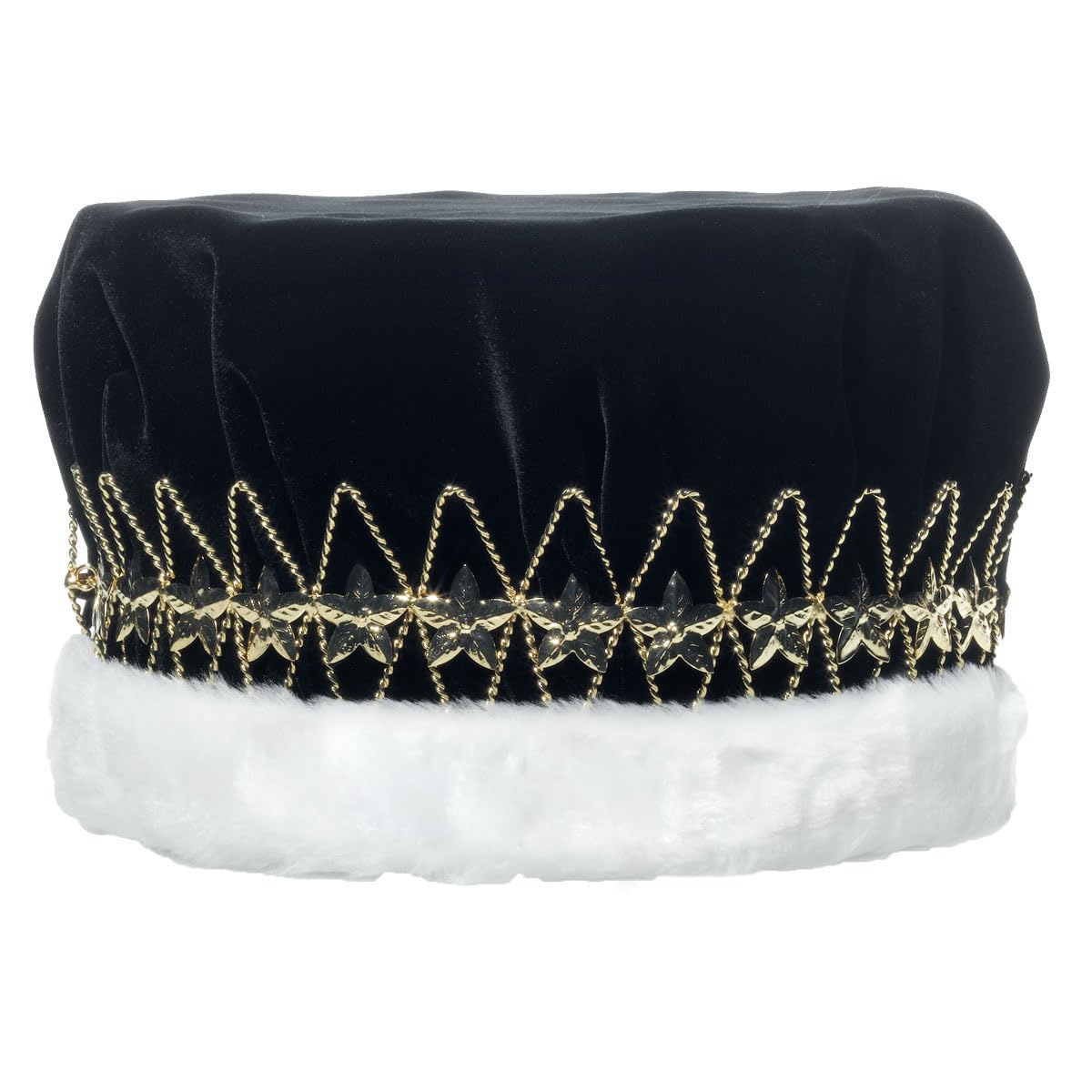 Anderson's Majestic Velvet King Crown with Star Band, Silver/Gold Trim, Faux Fur, for Prom, Homecoming, Pageant, Mardi Gras