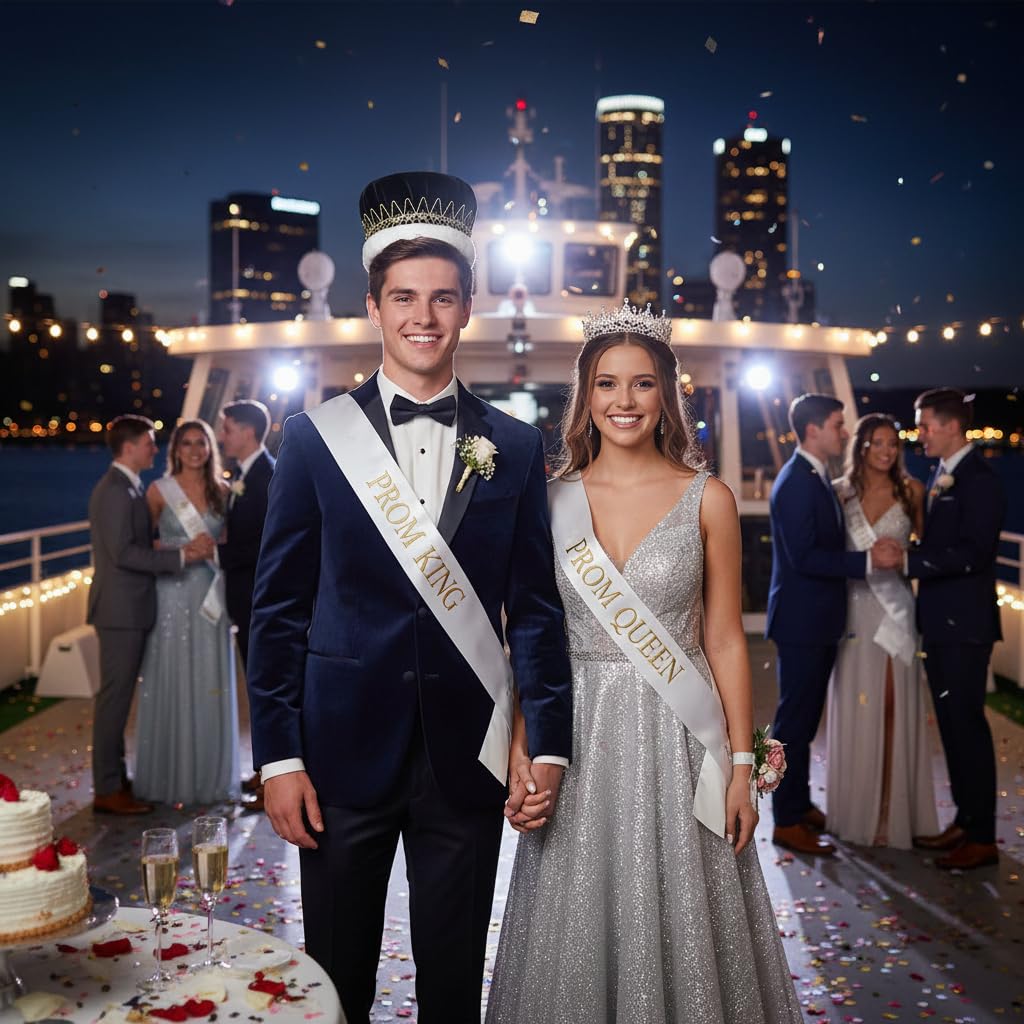 Anderson's Majestic Velvet King Crown with Star Band, Silver/Gold Trim, Faux Fur, for Prom, Homecoming, Pageant, Mardi Gras - Image 2