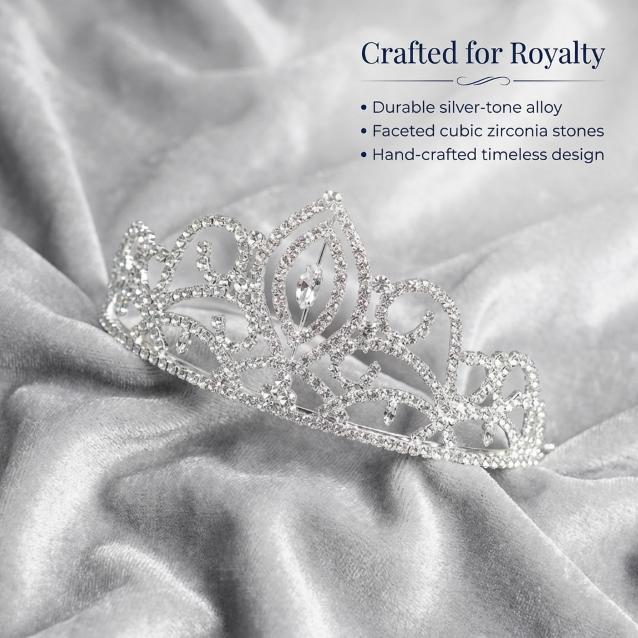 Anderson's Marlee Rhinestone Tiara, 3-Inch Silver Crown with Sparkling Clear Rhinestones for Weddings, Proms, Homecoming, Pageants & Special Events, Adjustable Fit with Comfort Combs - Image 4