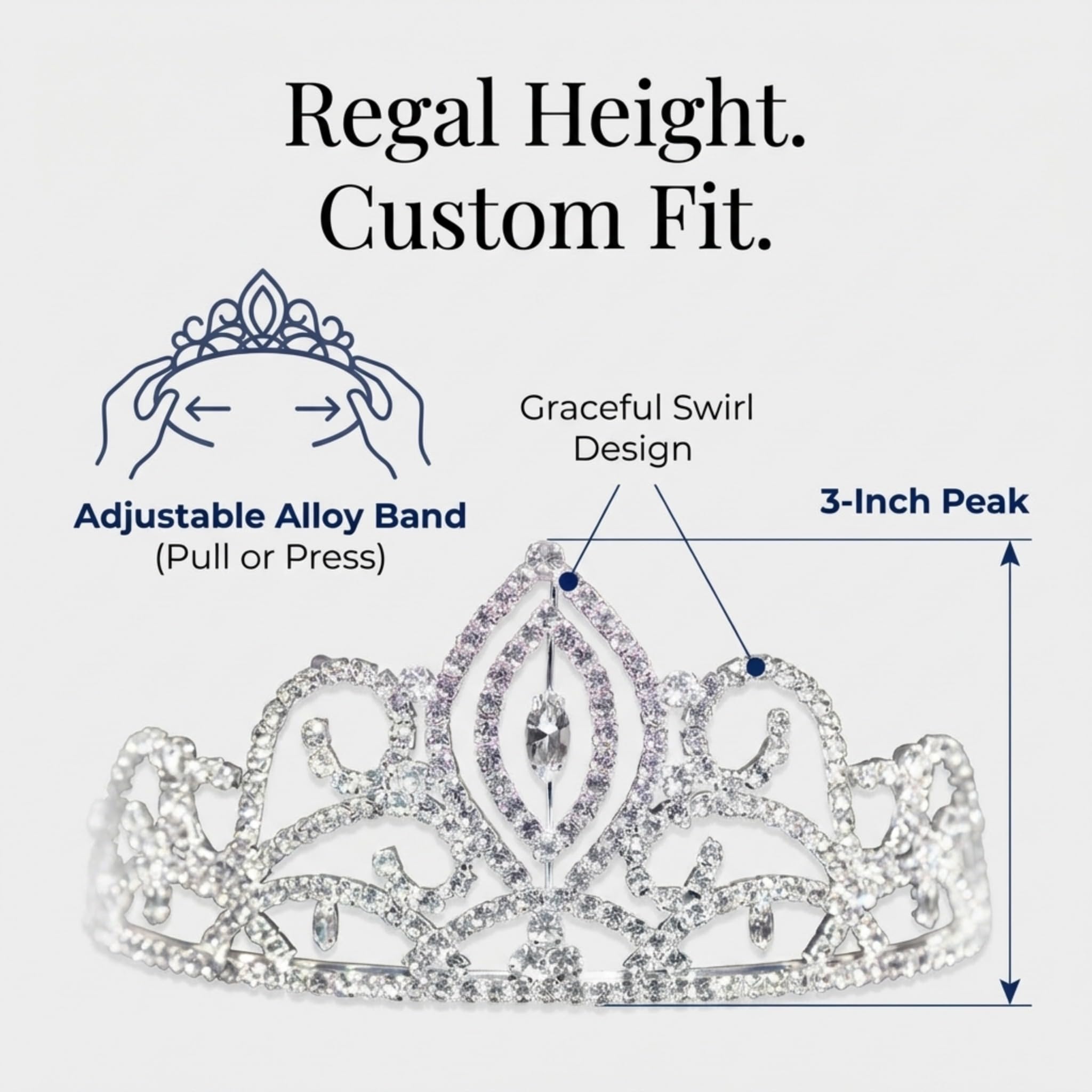 Anderson's Marlee Rhinestone Tiara, 3-Inch Silver Crown with Sparkling Clear Rhinestones for Weddings, Proms, Homecoming, Pageants & Special Events, Adjustable Fit with Comfort Combs - Image 5