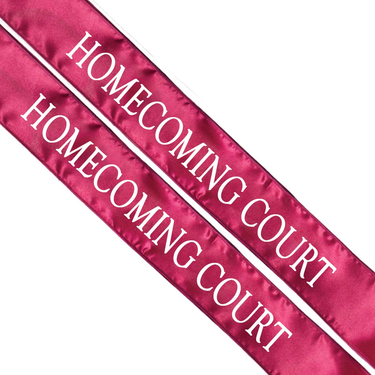 Anderson's Maroon Satin Homecoming Court Sash Set, Elegant 3" x 72" Sashes with White Imprint for Homecoming Night Coronation and School Events, 2‑Piece Set