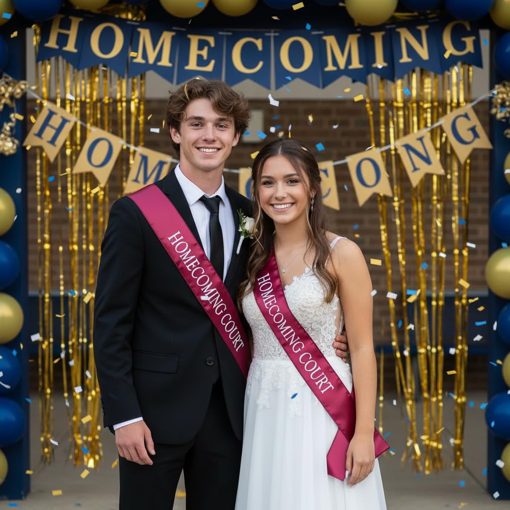 Anderson's Maroon Satin Homecoming Court Sash Set, Elegant 3" x 72" Sashes with White Imprint for Homecoming Night Coronation and School Events, 2‑Piece Set - Image 3
