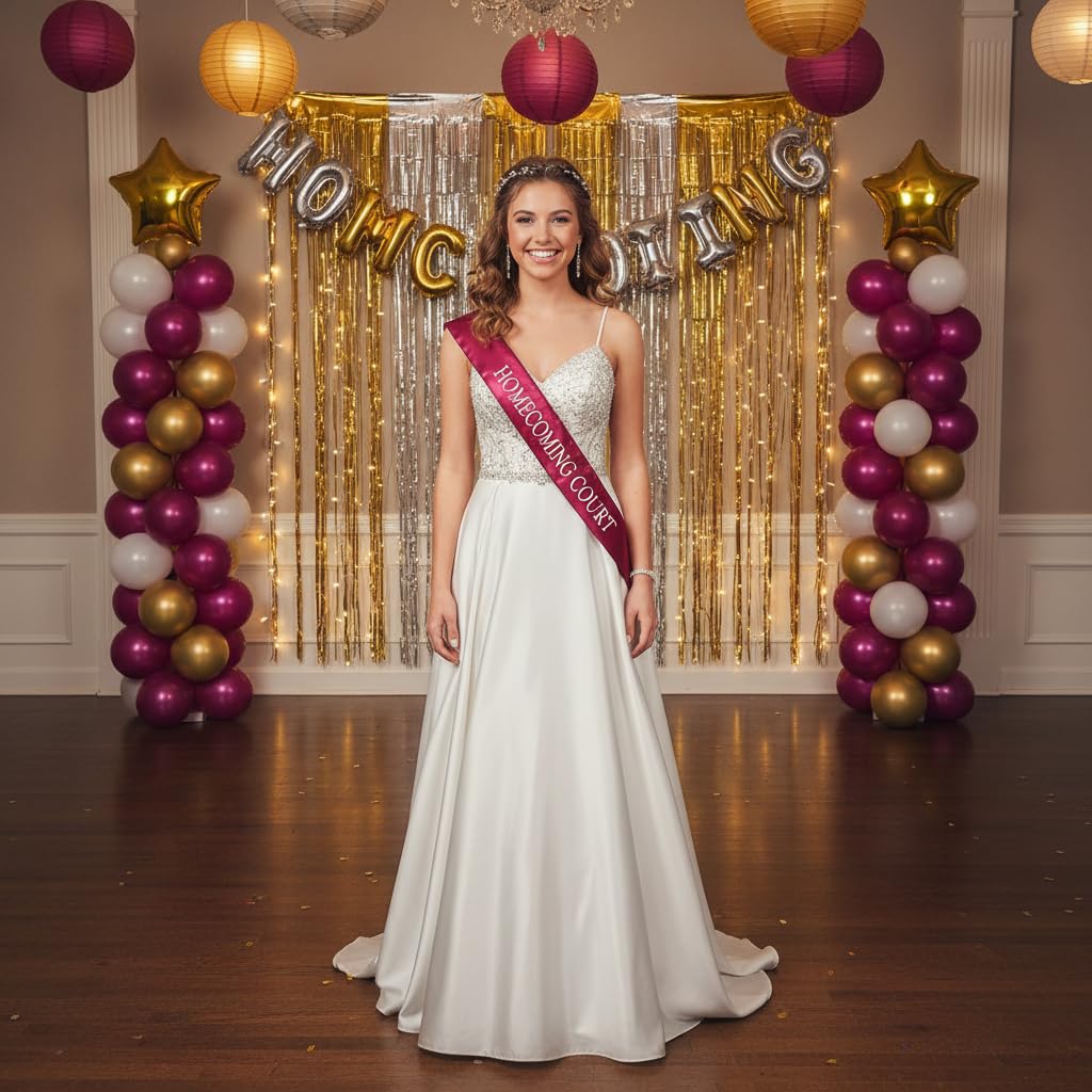 Anderson's Maroon Satin Homecoming Court Sash Set, Elegant 3" x 72" Sashes with White Imprint for Homecoming Night Coronation and School Events, 2‑Piece Set - Image 4