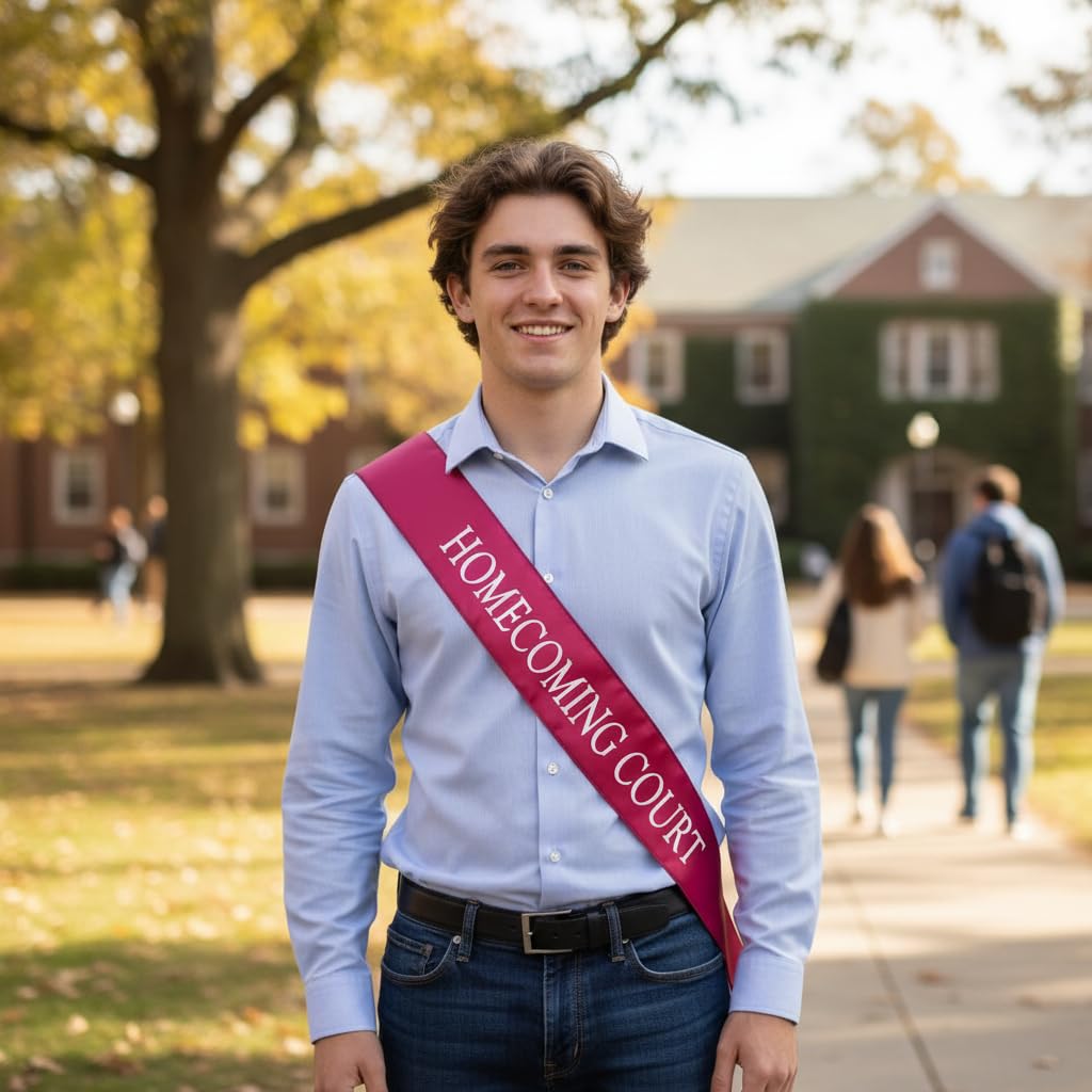 Anderson's Maroon Satin Homecoming Court Sash Set, Elegant 3" x 72" Sashes with White Imprint for Homecoming Night Coronation and School Events, 2‑Piece Set - Image 5