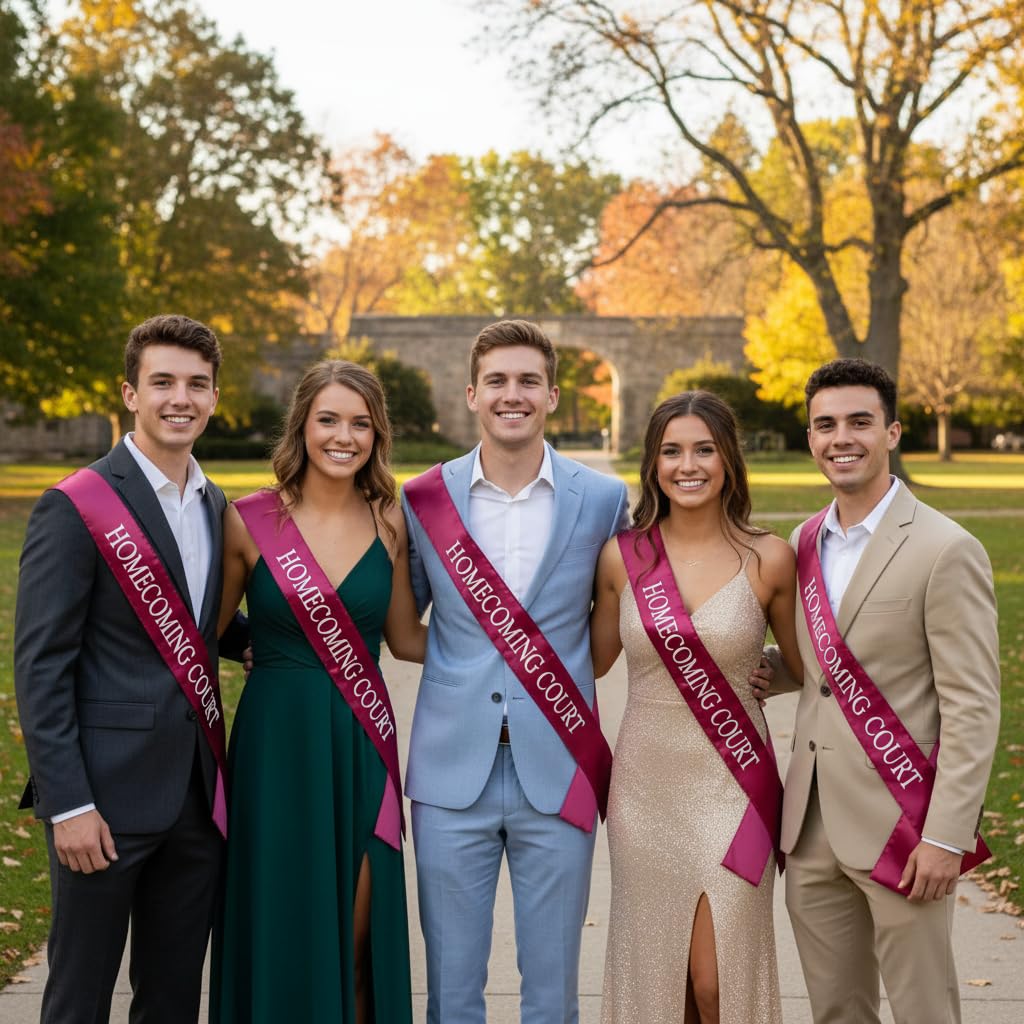 Anderson's Maroon Satin Homecoming Court Sash Set, Elegant 3" x 72" Sashes with White Imprint for Homecoming Night Coronation and School Events, 2‑Piece Set - Image 6