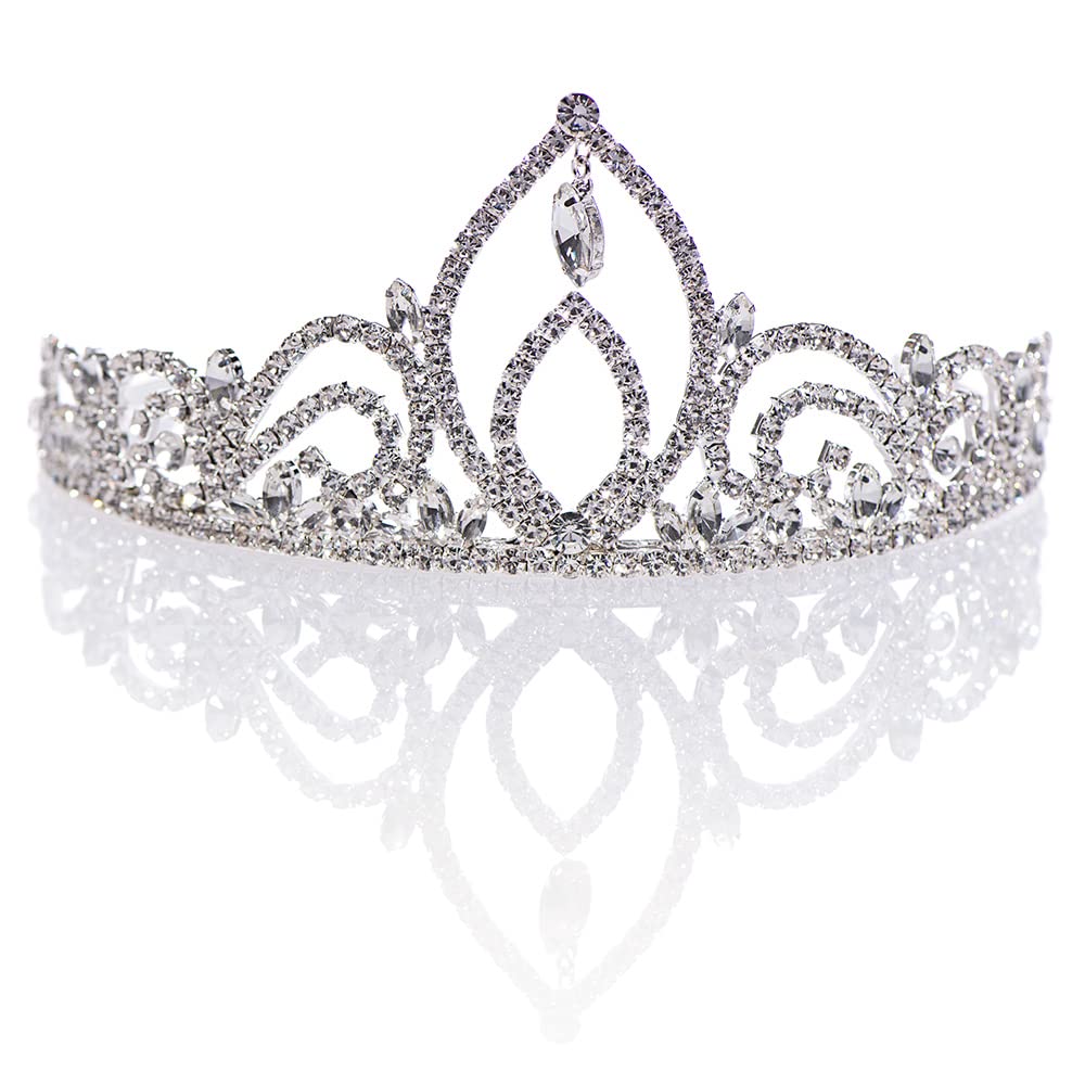 Anderson's Mary Clear Rhinestone Silver Tiara, 2.75 Inches, Women, Wedding Tiara, Queen Or Princess Prom Tiara Homecoming, Pageant, Wedding, School Dance, Award, Party, Event