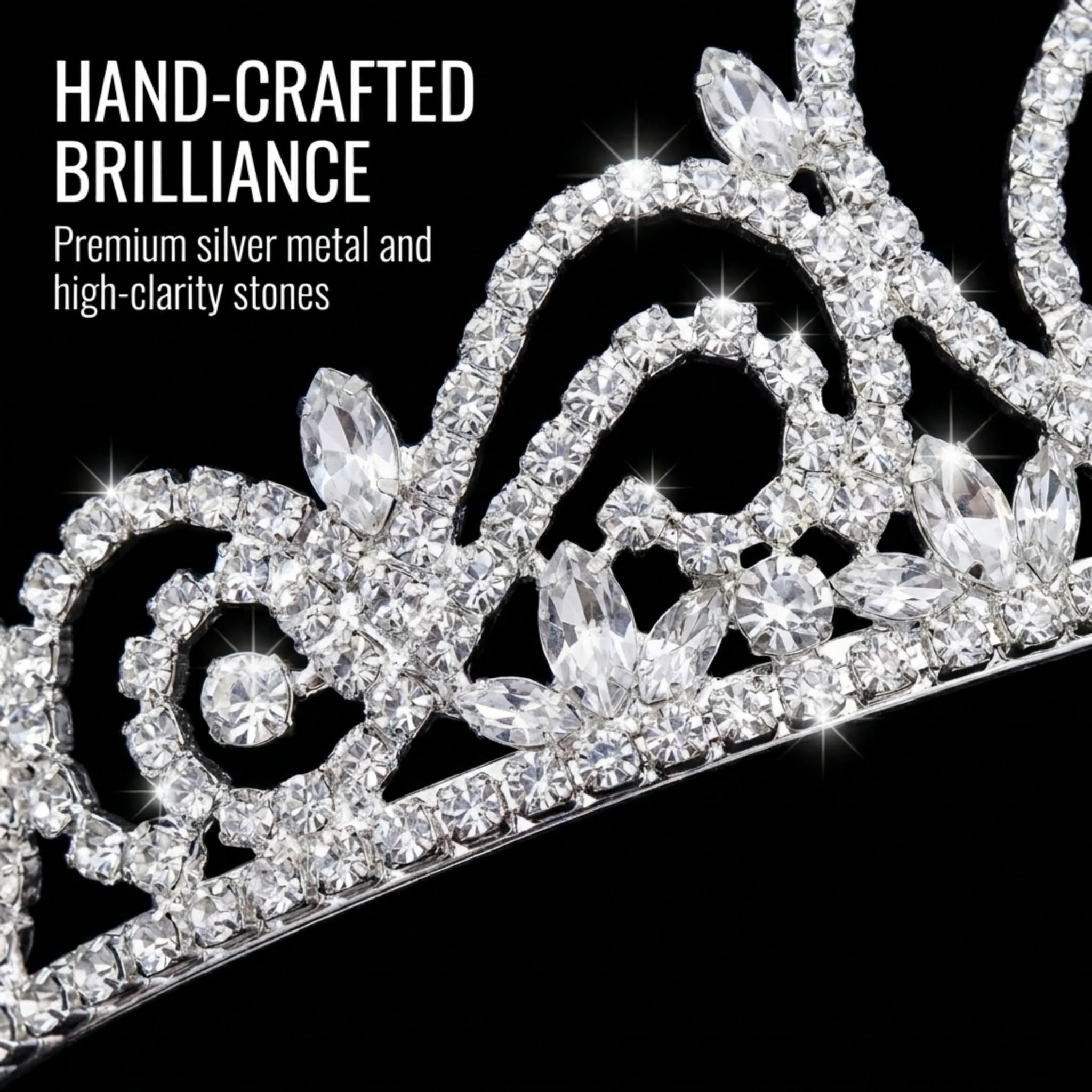 Anderson's Mary Clear Rhinestone Silver Tiara, 2.75 Inches, Women, Wedding Tiara, Queen Or Princess Prom Tiara Homecoming, Pageant, Wedding, School Dance, Award, Party, Event - Image 4