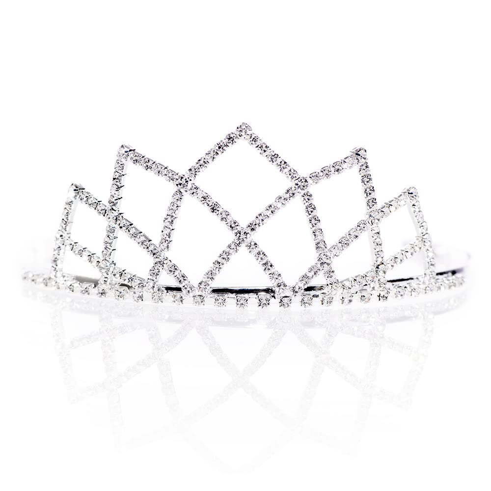 Anderson's Maxine Rhinestone Tiara, 2" High Silver Metal Crown with Sparkling Clear Rhinestones, Adjustable Fit & Removable Comfort Combs, Perfect for Prom, Homecoming, Weddings, Pageants, Quinceañeras, and Special Occasions
