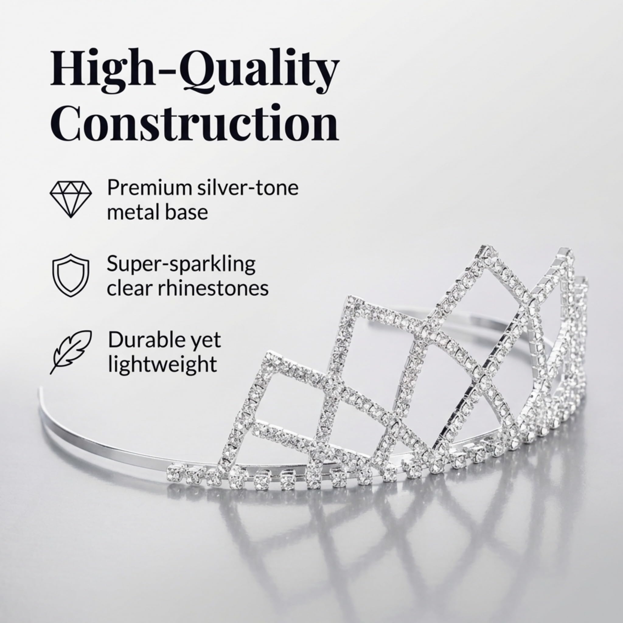 Anderson's Maxine Rhinestone Tiara, 2" High Silver Metal Crown with Sparkling Clear Rhinestones, Adjustable Fit & Removable Comfort Combs, Perfect for Prom, Homecoming, Weddings, Pageants, Quinceañeras, and Special Occasions - Image 4