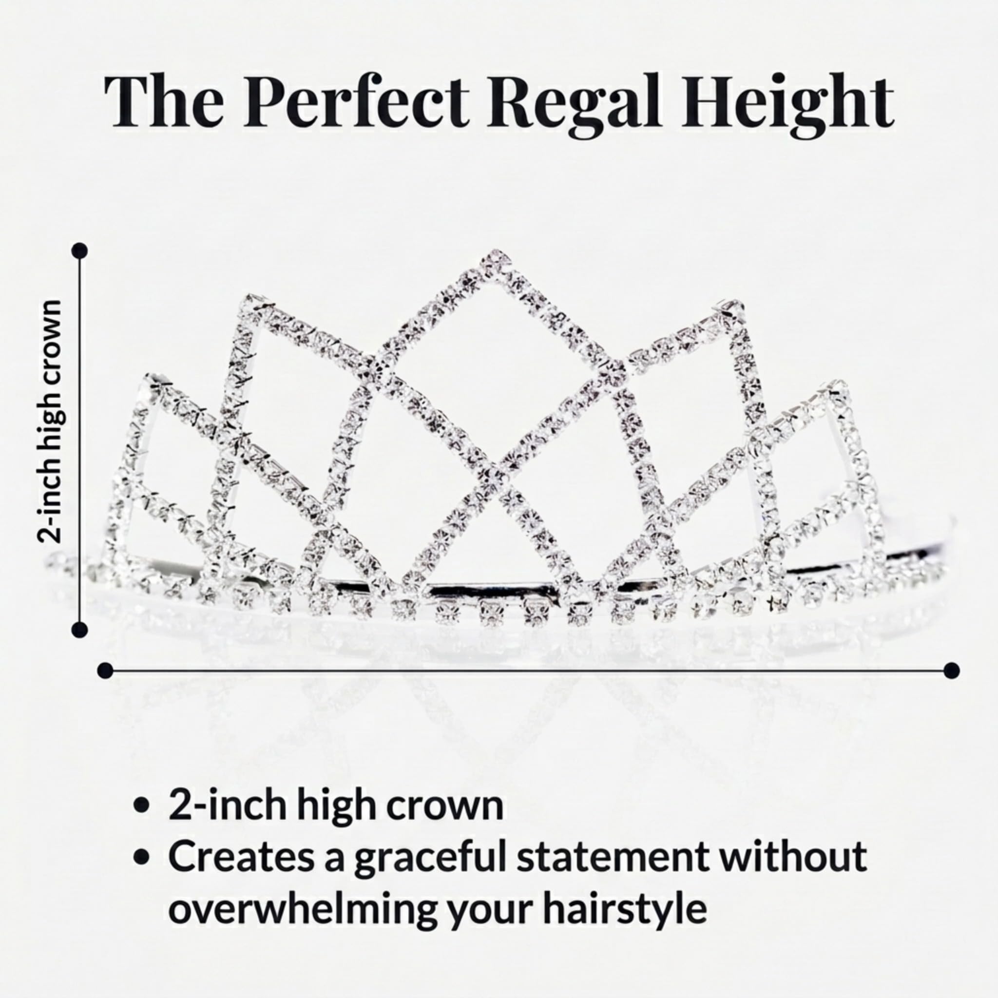 Anderson's Maxine Rhinestone Tiara, 2" High Silver Metal Crown with Sparkling Clear Rhinestones, Adjustable Fit & Removable Comfort Combs, Perfect for Prom, Homecoming, Weddings, Pageants, Quinceañeras, and Special Occasions - Image 5