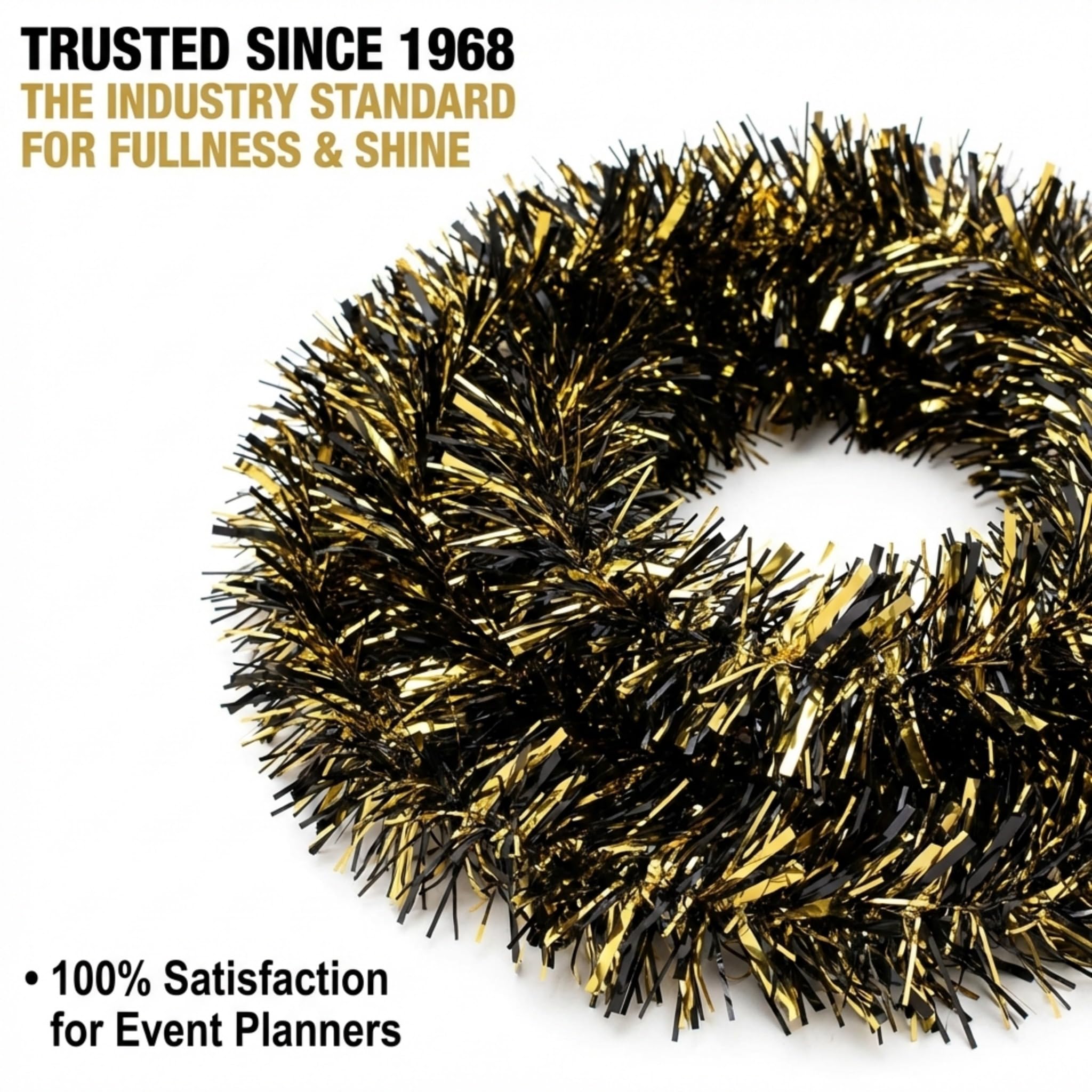Anderson's Metallic Black & Gold Tinsel Twist Garland, 25ft Holiday Decoration, Christmas Tree Trim, Parade Float Decor, Party Supplies, Halloween, Graduation, Indoor Outdoor Event Garland - Image 7