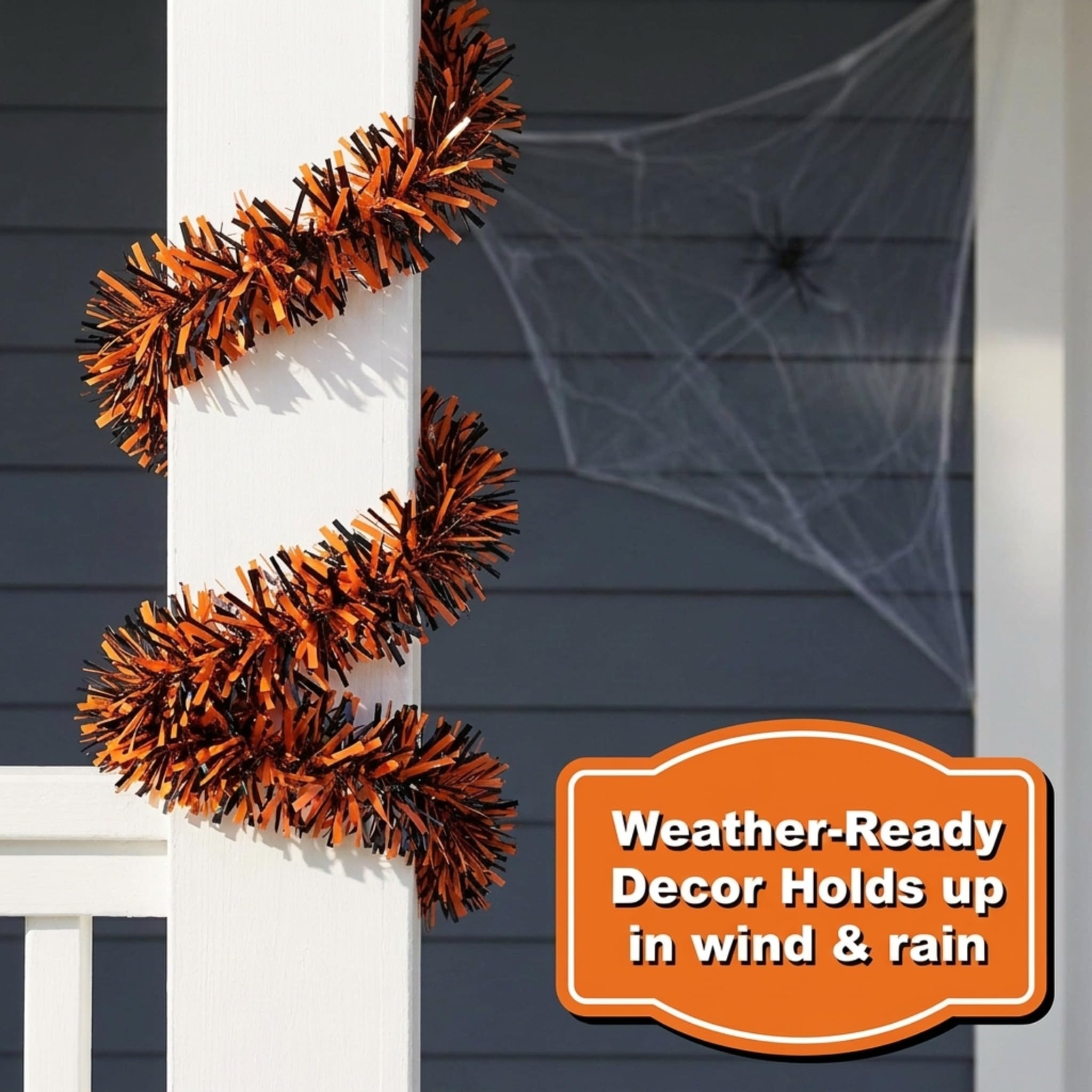 Anderson's Metallic Black & Orange Tinsel Twist Garland, 25ft Holiday Decoration, Christmas Tree Trim, Parade Float Decor, Party Supplies, Halloween, Graduation, Indoor Outdoor Event Garland - Image 3