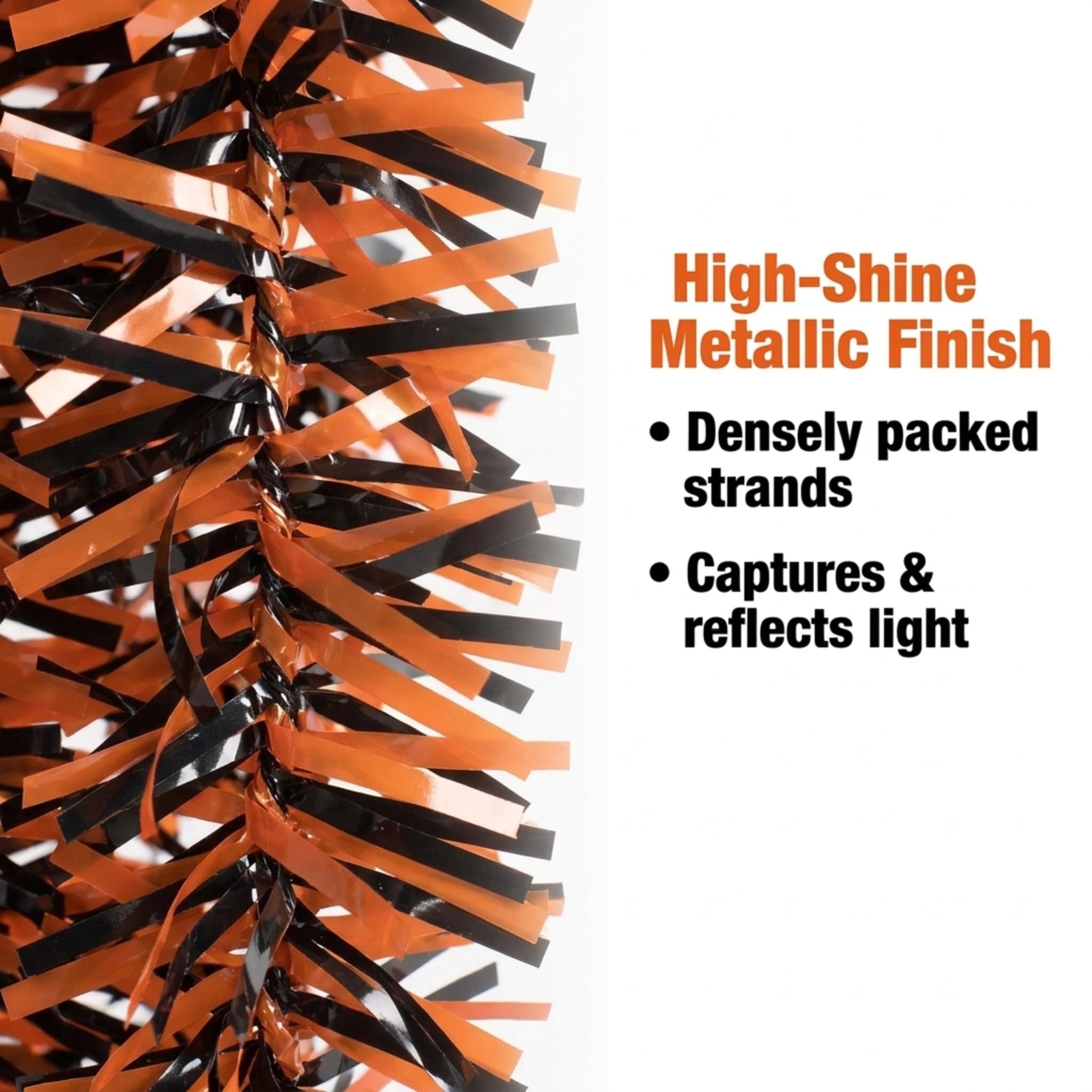 Anderson's Metallic Black & Orange Tinsel Twist Garland, 25ft Holiday Decoration, Christmas Tree Trim, Parade Float Decor, Party Supplies, Halloween, Graduation, Indoor Outdoor Event Garland - Image 5