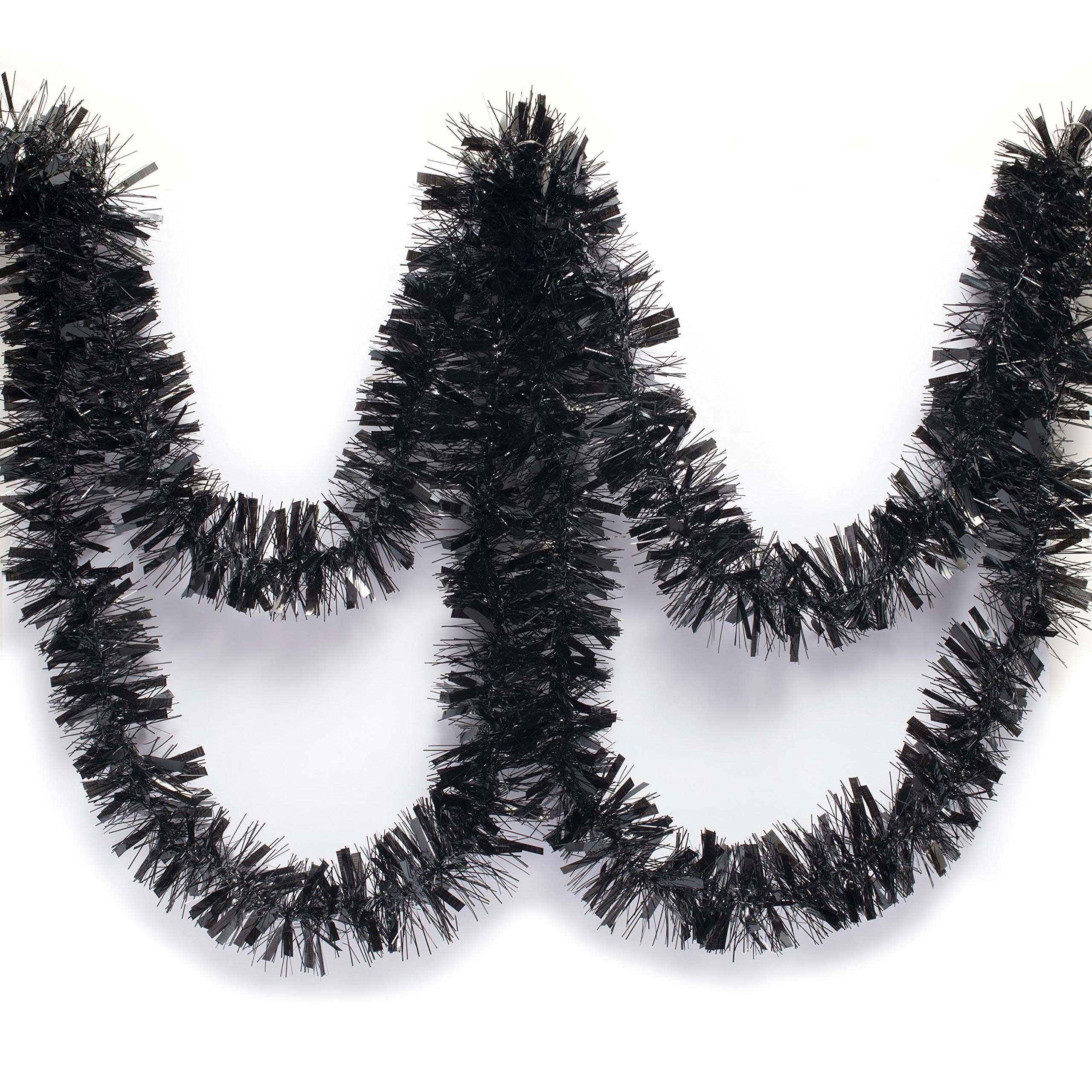 Anderson's Metallic Black Tinsel Twist Garland, 25ft Holiday Decoration, Christmas Tree Trim, Parade Float Decor, Party Supplies, Halloween, Graduation, Indoor Outdoor Event Garland