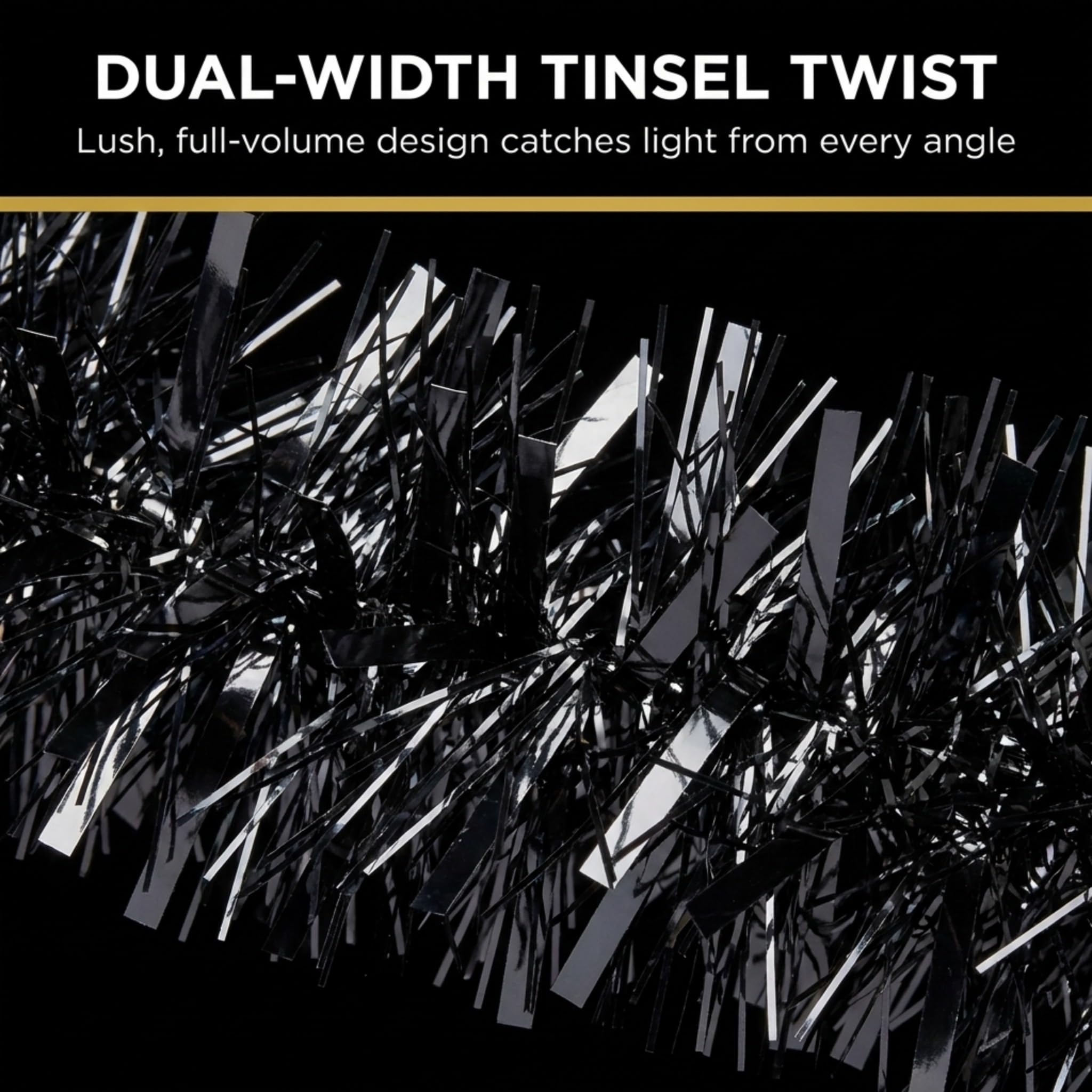 Anderson's Metallic Black Tinsel Twist Garland, 25ft Holiday Decoration, Christmas Tree Trim, Parade Float Decor, Party Supplies, Halloween, Graduation, Indoor Outdoor Event Garland - Image 4