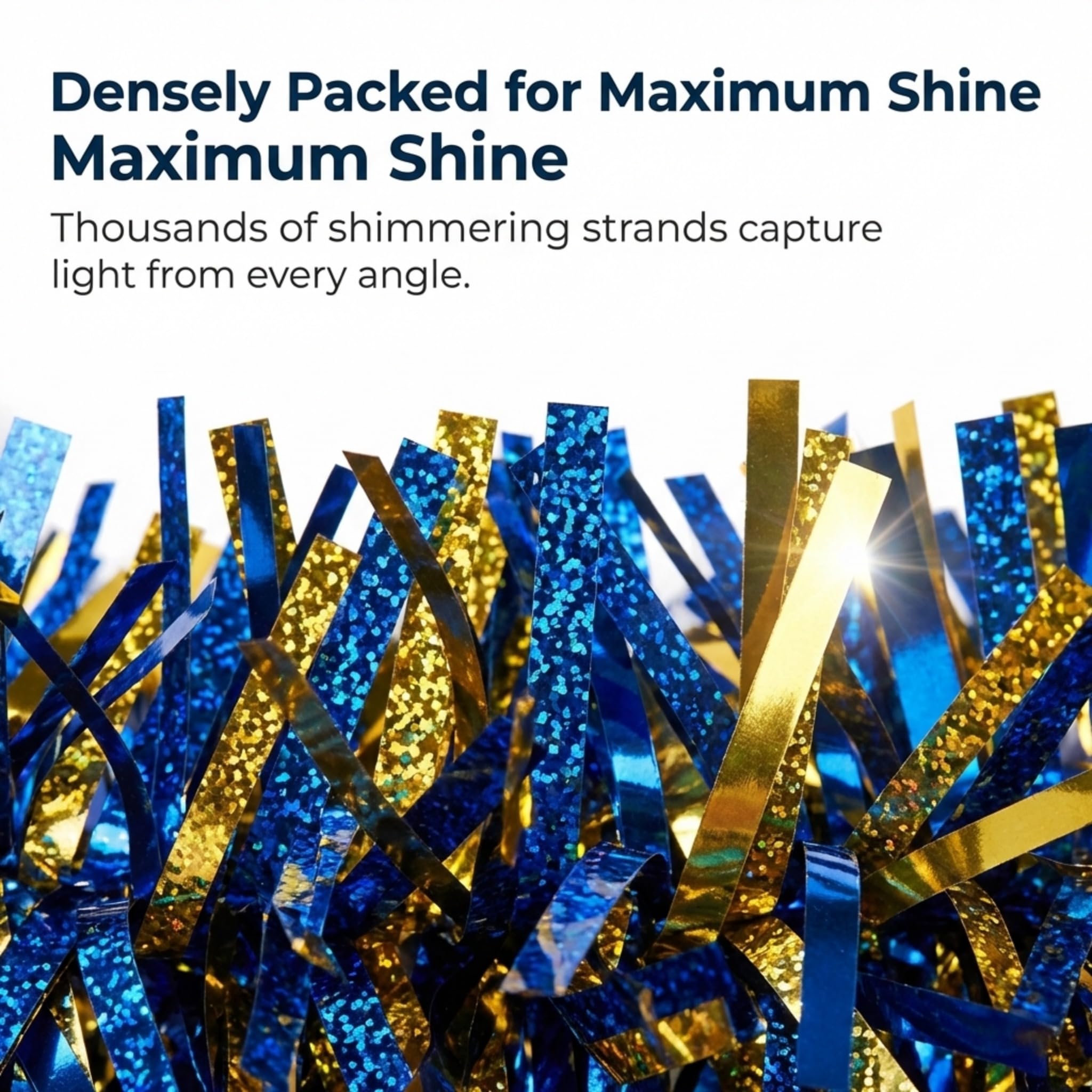 Anderson's Metallic Blue & Gold Tinsel Twist Garland, 25ft Holiday Decoration, Christmas Tree Trim, Parade Float Decor, Party Supplies, Halloween, Graduation, Indoor Outdoor Event Garland - Image 5