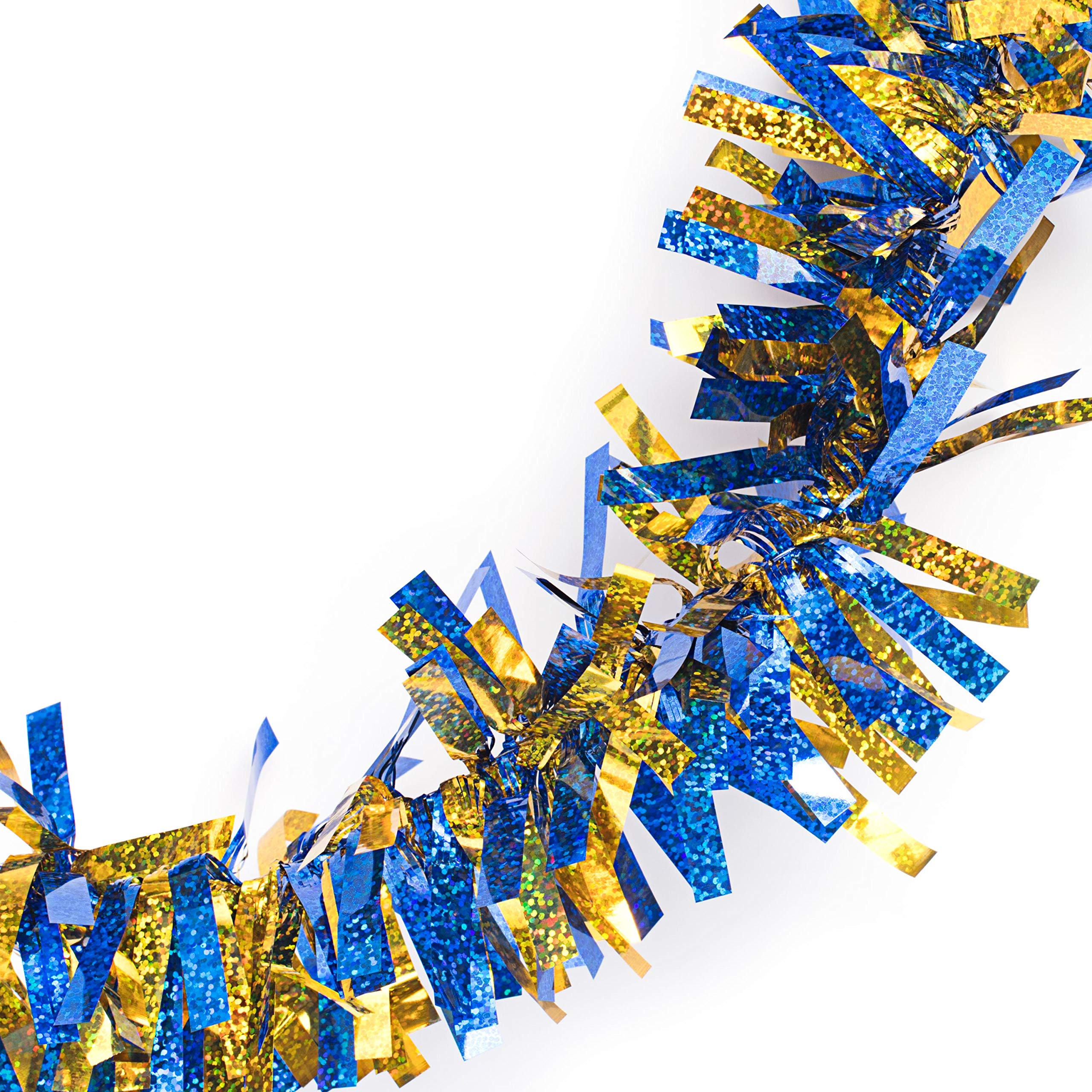 Anderson's Metallic Blue & Gold Tinsel Twist Garland, 25ft Holiday Decoration, Christmas Tree Trim, Parade Float Decor, Party Supplies, Halloween, Graduation, Indoor Outdoor Event Garland - Image 9