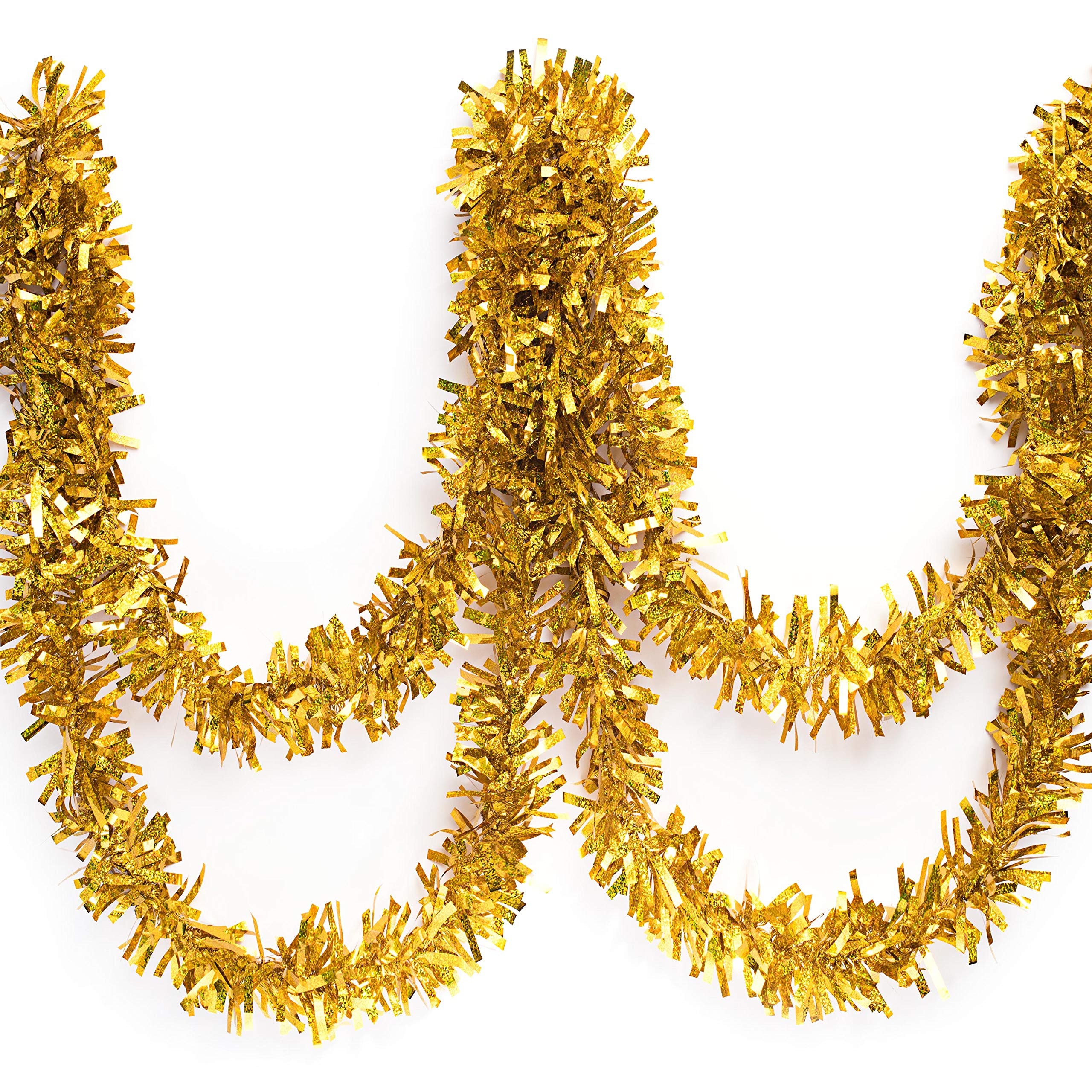 Anderson's Metallic Gold Sparkle Glitter Tinsel Twist Garland, 25ft Holiday Decoration, Christmas Tree Trim, Parade Float Decor, Party Supplies, Graduation, Indoor Outdoor Event Garland