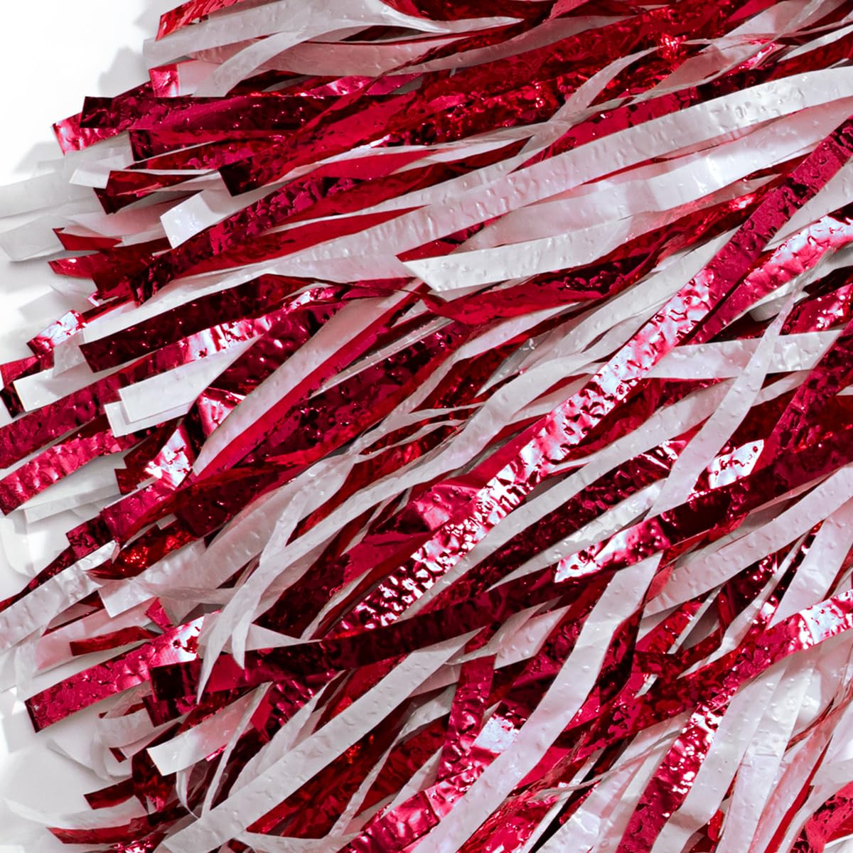 Anderson's Metallic Maroon and White Foil Textured School Spirit Shakers, Cheerleader Pom Poms, Football, Basketball, Homecoming Squad, Team, Party, Dance, Club, Performance, Celebration Pack of 10 - Image 4