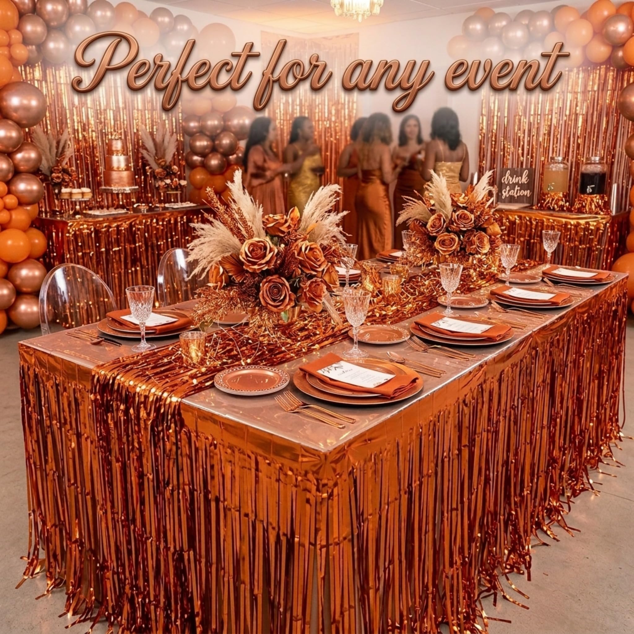 Anderson's Metallic Orange Fringe, 15" x 10' Shiny Decorative Trim for Floats, Parties, Tables, Ceilings, Doorways, Backdrops, and Event Décor - Image 4