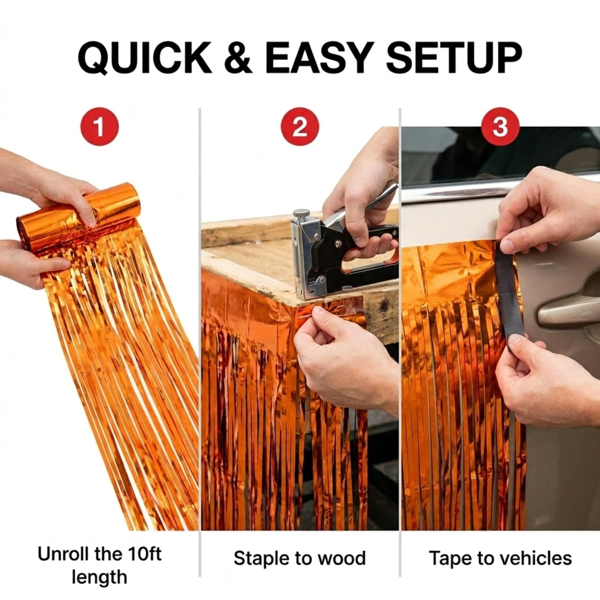 Anderson's Metallic Orange Fringe, 15" x 10' Shiny Decorative Trim for Floats, Parties, Tables, Ceilings, Doorways, Backdrops, and Event Décor - Image 8