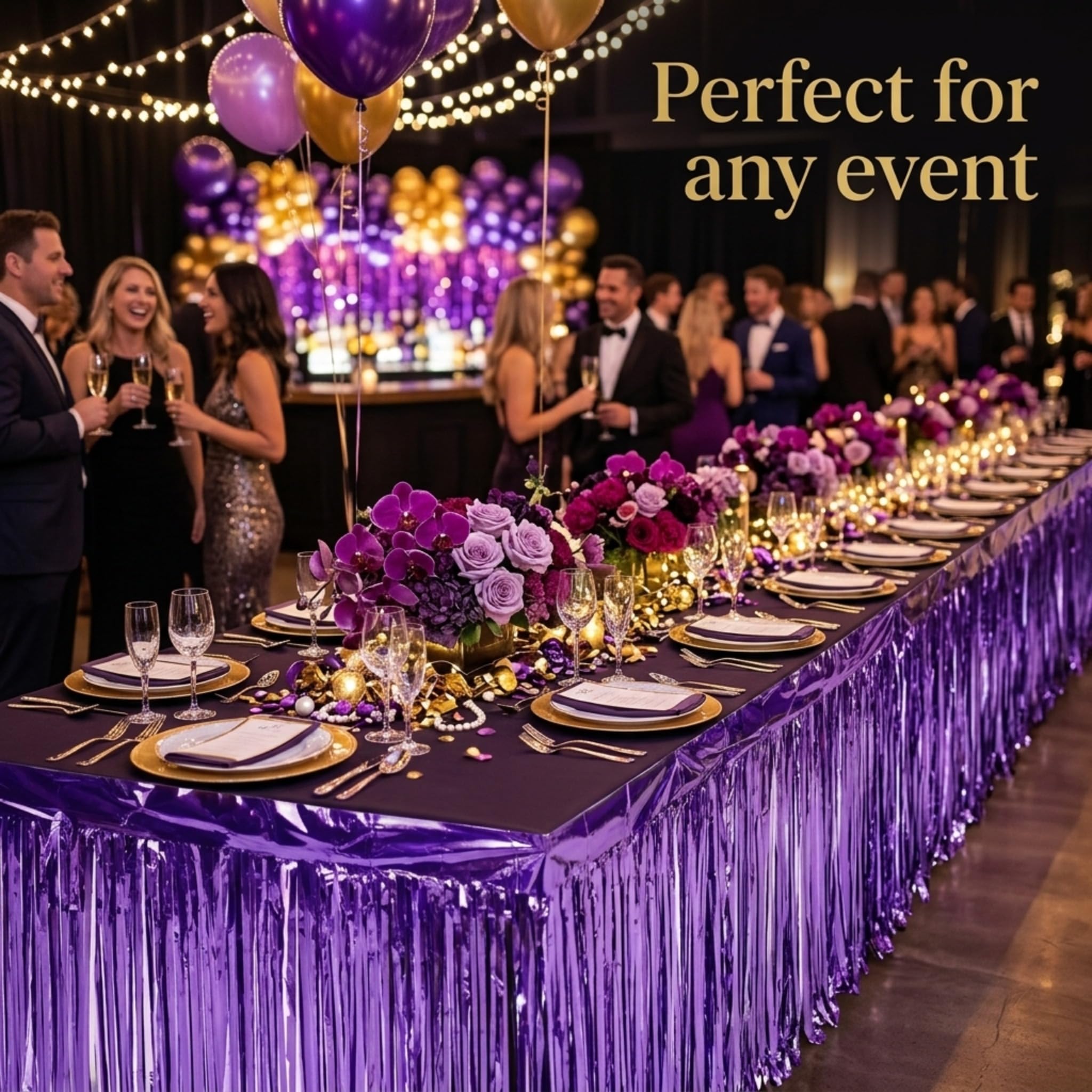 Anderson's Metallic Purple Fringe, 15" x 10' Shiny Decorative Trim for Floats, Parties, Tables, Ceilings, Doorways, Backdrops, and Event Décor - Image 2