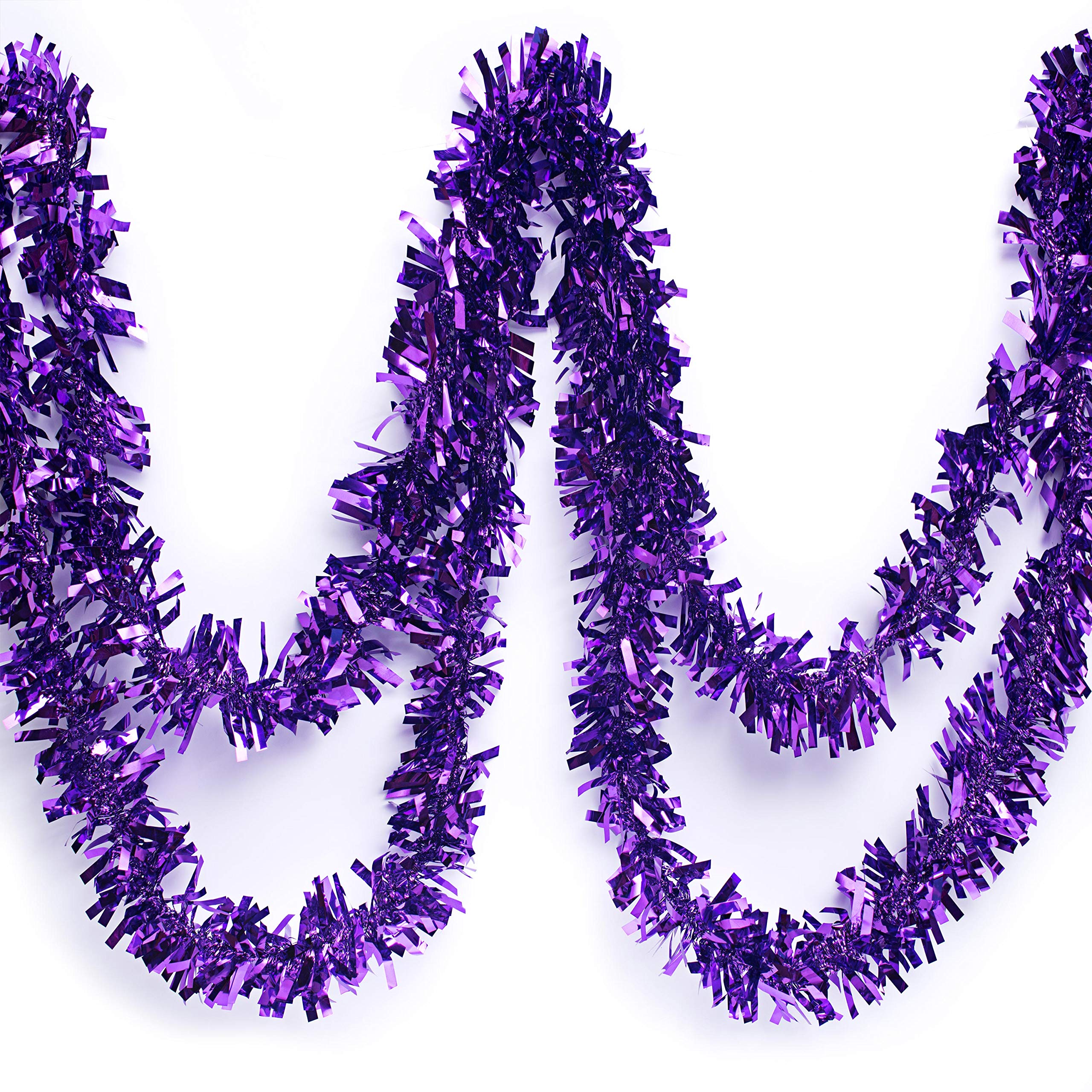 Anderson's Metallic Purple Tinsel Twist Garland, 25ft Holiday Decoration, Christmas Tree Trim, Parade Float Decor, Party Supplies, Halloween, Graduation, Indoor Outdoor Event Garland