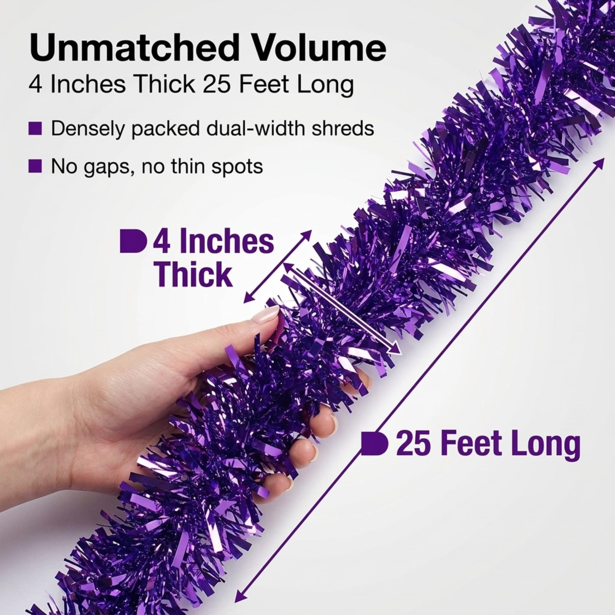 Anderson's Metallic Purple Tinsel Twist Garland, 25ft Holiday Decoration, Christmas Tree Trim, Parade Float Decor, Party Supplies, Halloween, Graduation, Indoor Outdoor Event Garland - Image 3