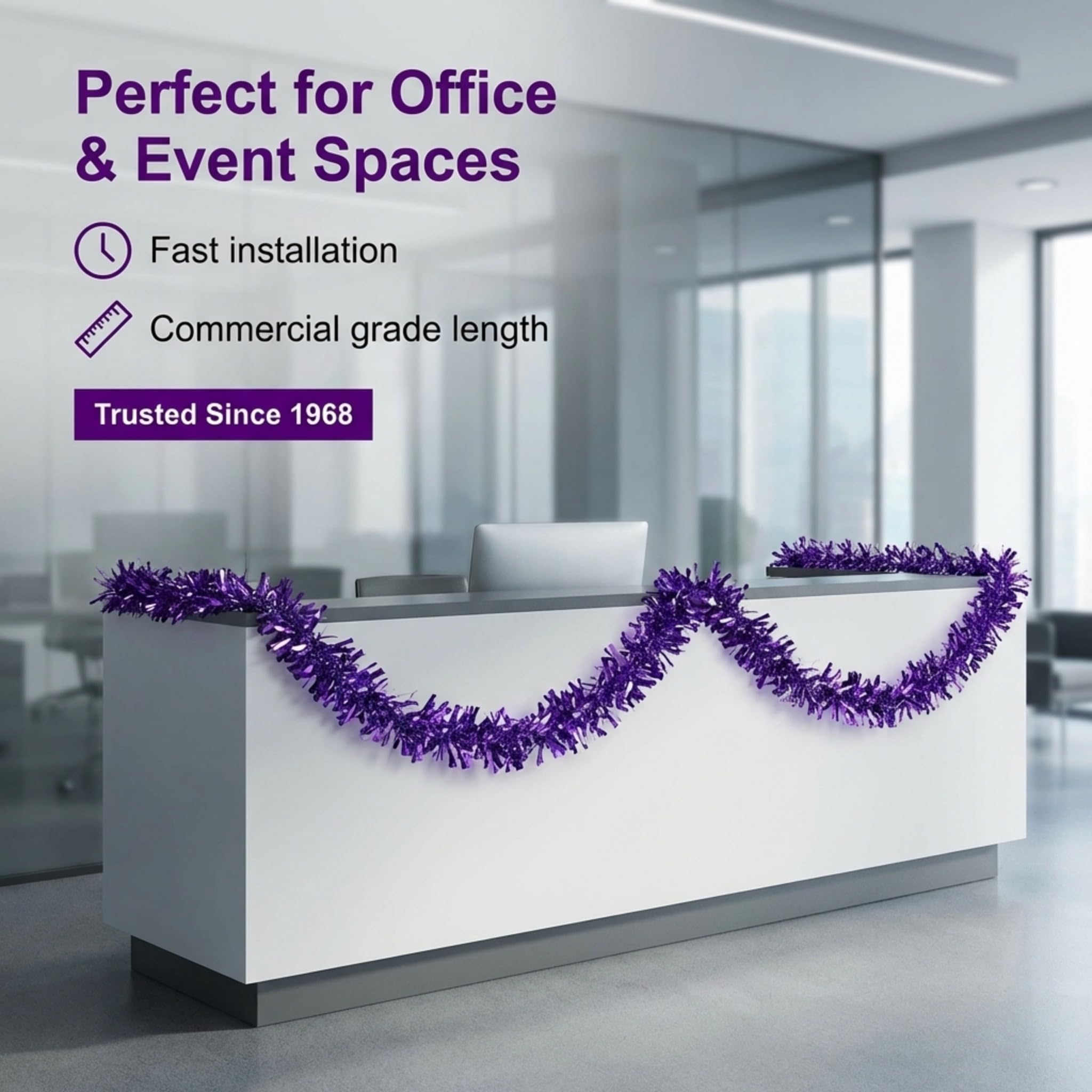 Anderson's Metallic Purple Tinsel Twist Garland, 25ft Holiday Decoration, Christmas Tree Trim, Parade Float Decor, Party Supplies, Halloween, Graduation, Indoor Outdoor Event Garland - Image 5