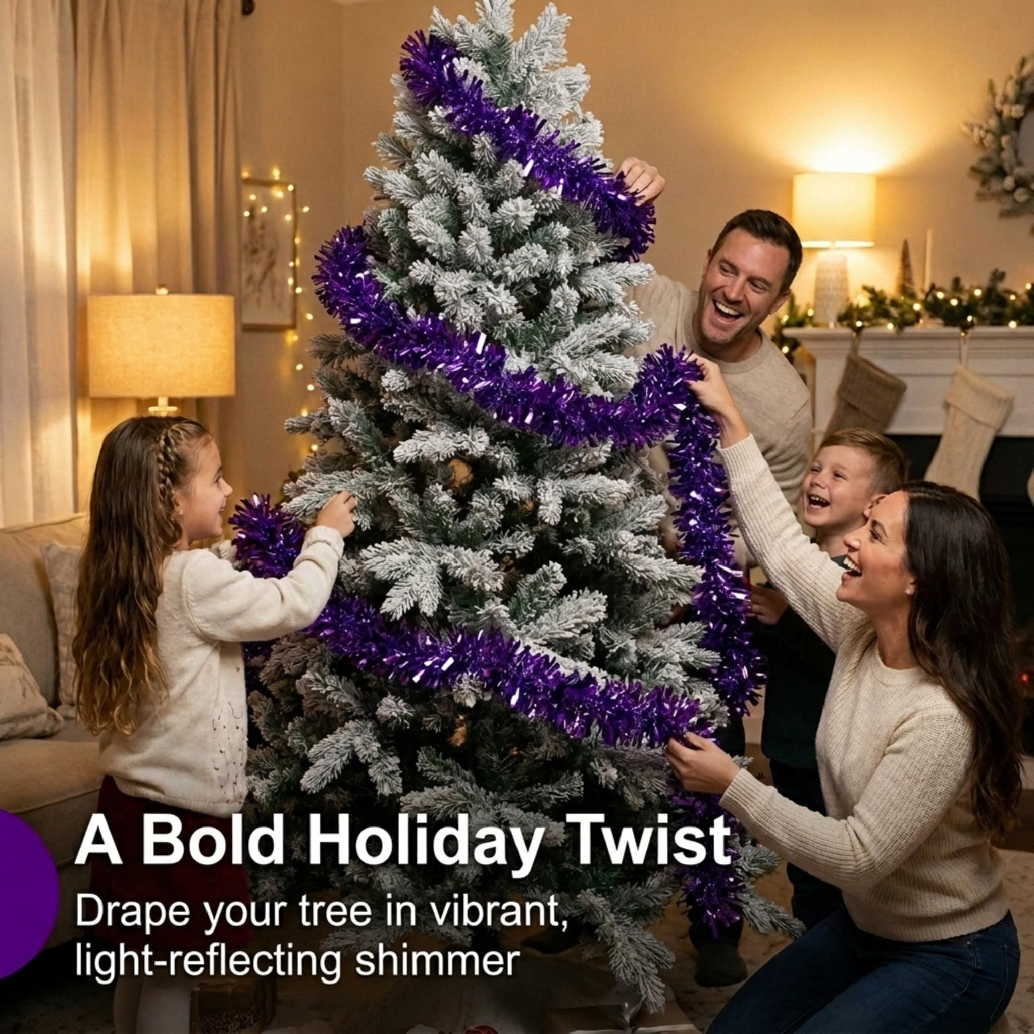 Anderson's Metallic Purple Tinsel Twist Garland, 25ft Holiday Decoration, Christmas Tree Trim, Parade Float Decor, Party Supplies, Halloween, Graduation, Indoor Outdoor Event Garland - Image 7