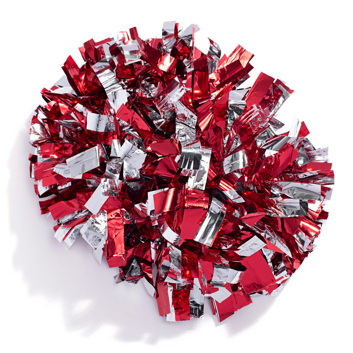 Anderson's Metallic Red and Silver Cheer Pom with Baton Handle (Each), Cheerleading, Danceline, Shaker