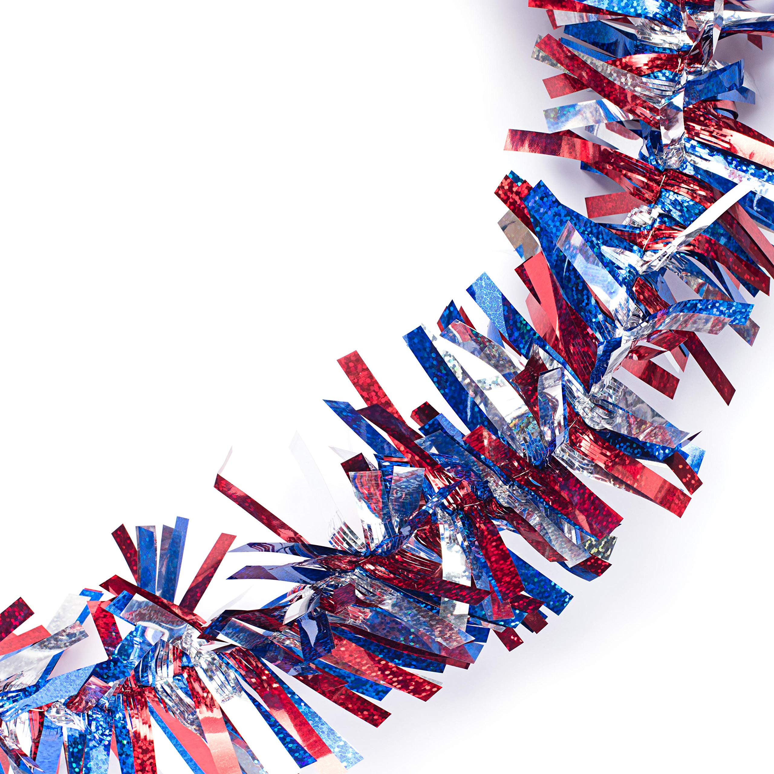 Anderson's Metallic Red, Blue & Silver Sparkle Glitter Tinsel Twist Garland, 25ft Holiday Decoration, Christmas Tree Trim, Parade Float Decor, Party Supplies, Graduation, Event Garland - Image 9