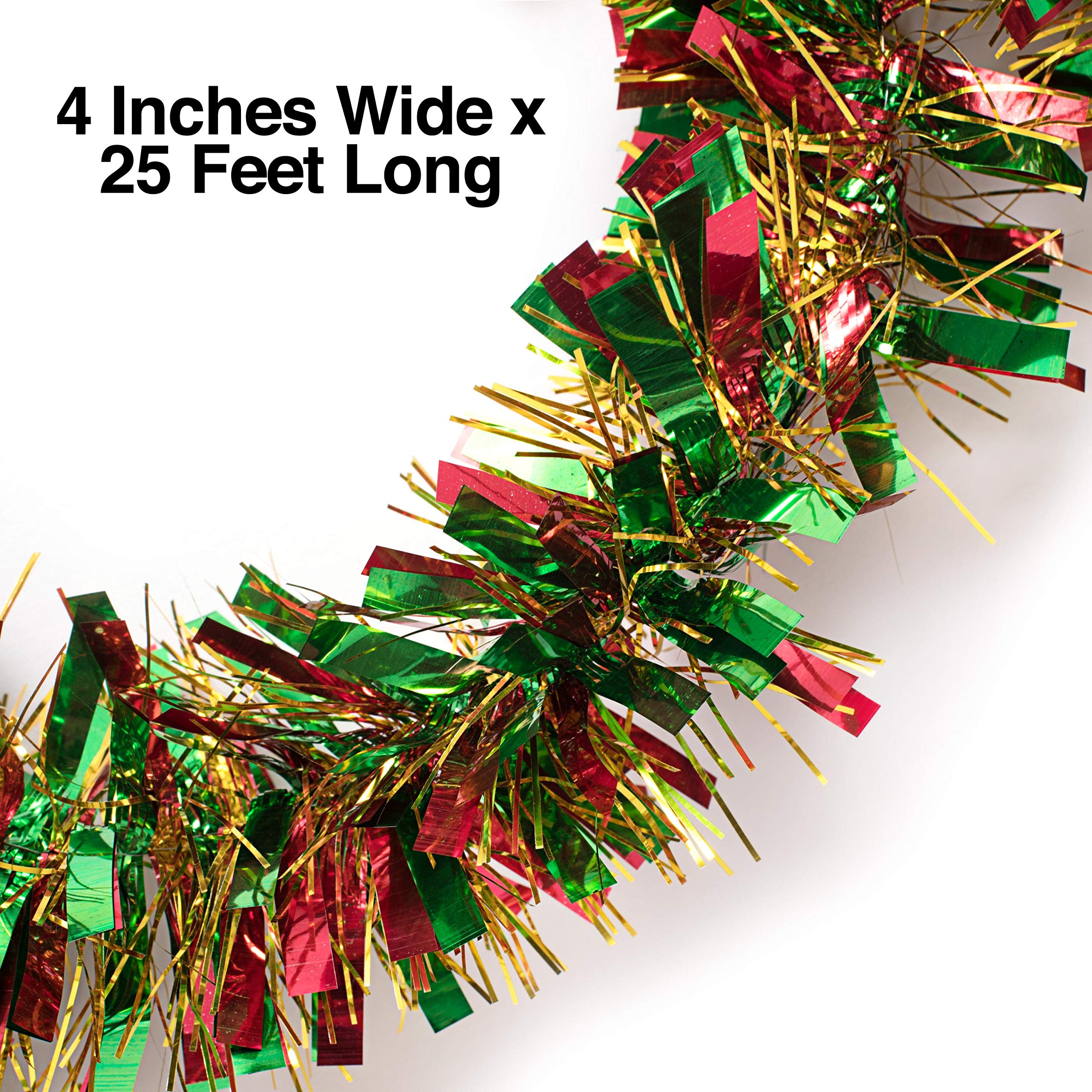 Anderson's Metallic Red, Green & Gold Tinsel Twist Garland, 25ft Holiday Decoration, Christmas Tree Trim, Parade Float Decor, Party Supplies, Halloween, Graduation, Indoor/Outdoor Event Garland - Image 9