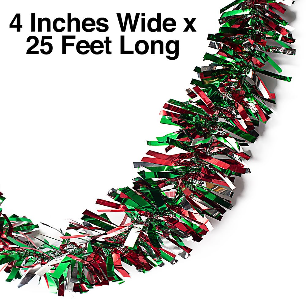Anderson's Metallic Red, Green & Silver Tinsel Twist Garland, 25ft Holiday Decoration, Christmas Tree Trim, Parade Float Decor, Party Supplies, Halloween, Graduation, Indoor/Outdoor Event Garland - Image 8