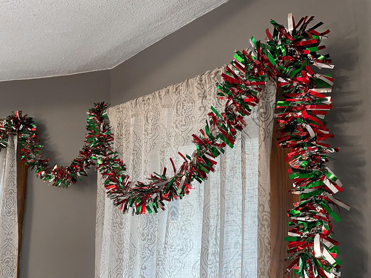 Anderson's Metallic Red, Green & Silver Tinsel Twist Garland, 25ft Holiday Decoration, Christmas Tree Trim, Parade Float Decor, Party Supplies, Halloween, Graduation, Indoor/Outdoor Event Garland - Image 9